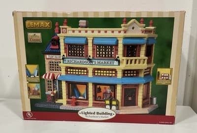RICHARDSON'S MARKET Lemax Christmas Village Town Shop Store Lighted Building - Thumbnail 2