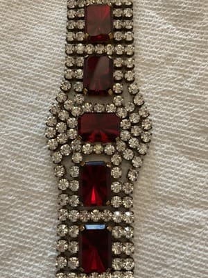 Husar D. Czech Garnets And White Rhinestones Vintage Bracelet 1920’s - Thumbnail 3