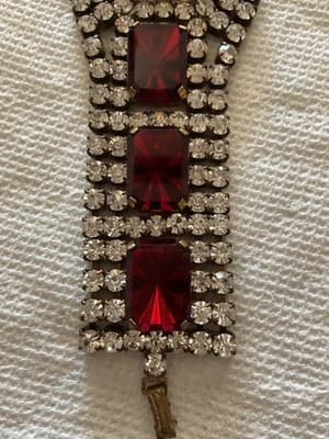 Husar D. Czech Garnets And White Rhinestones Vintage Bracelet 1920’s - Thumbnail 6