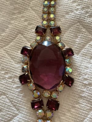Beautiful vintage 1930’s Amethyst Czech Glass And Aurora Borealis Stone Bracelet - Thumbnail 2