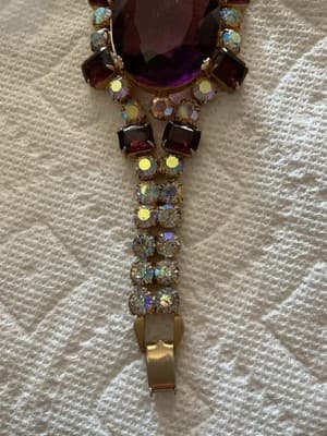 Beautiful vintage 1930’s Amethyst Czech Glass And Aurora Borealis Stone Bracelet - Thumbnail 4