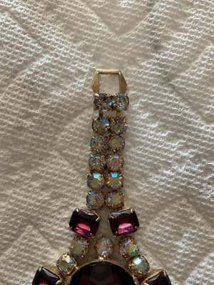 Beautiful vintage 1930’s Amethyst Czech Glass And Aurora Borealis Stone Bracelet - Thumbnail 3