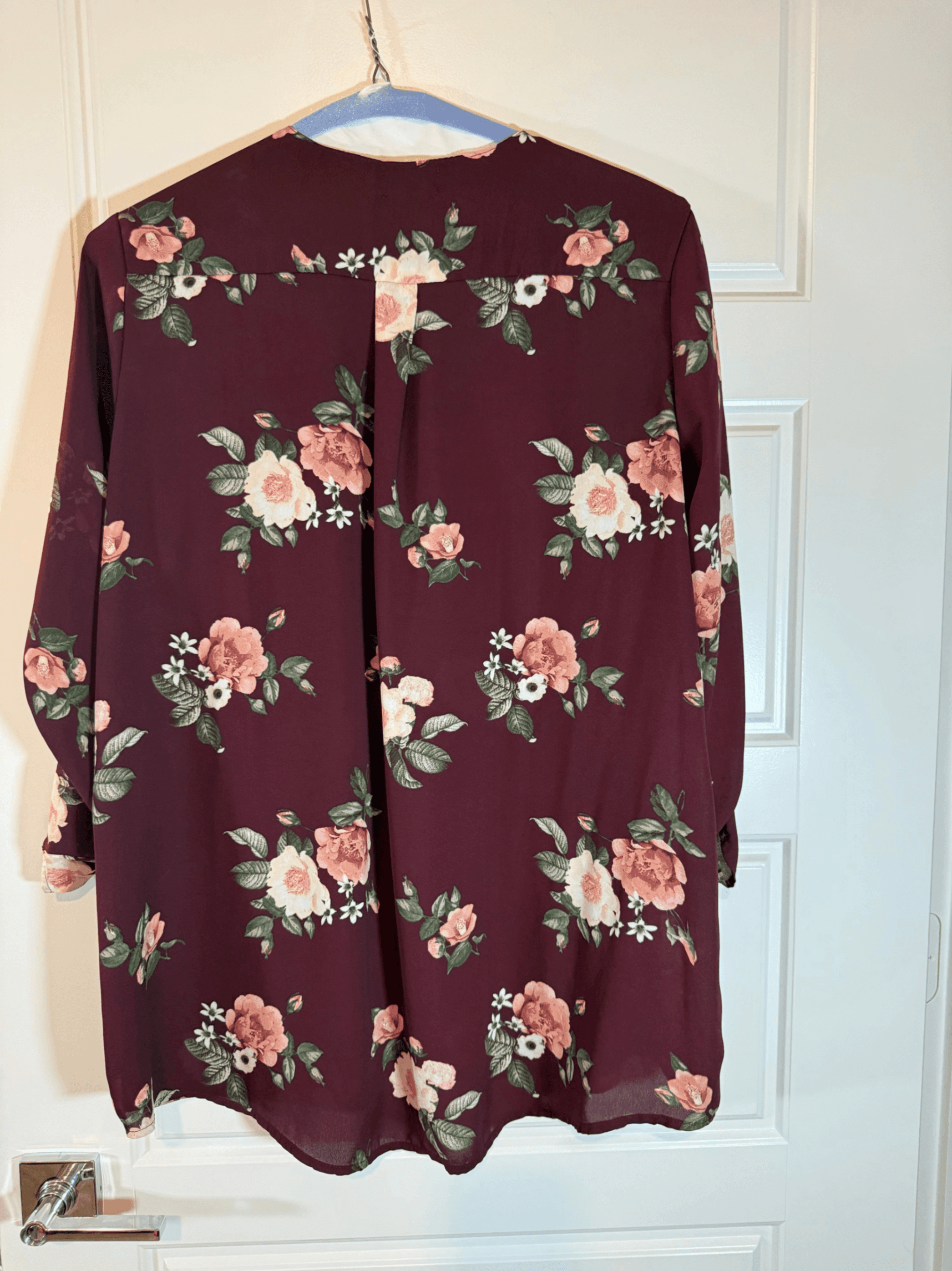 Justify Floral Print Blouse 1X Burgundy