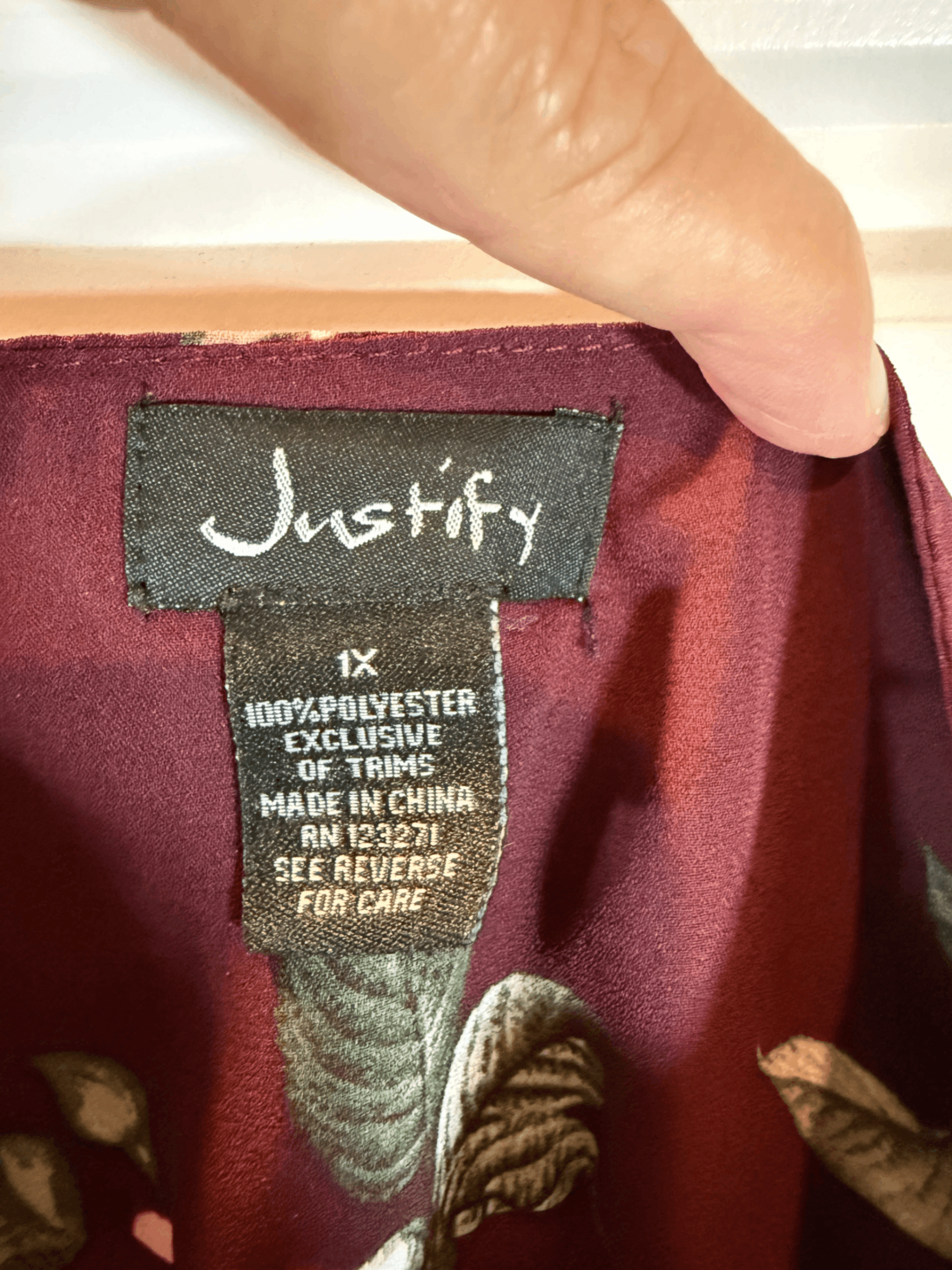 Justify Floral Print Blouse 1X Burgundy - Thumbnail 2