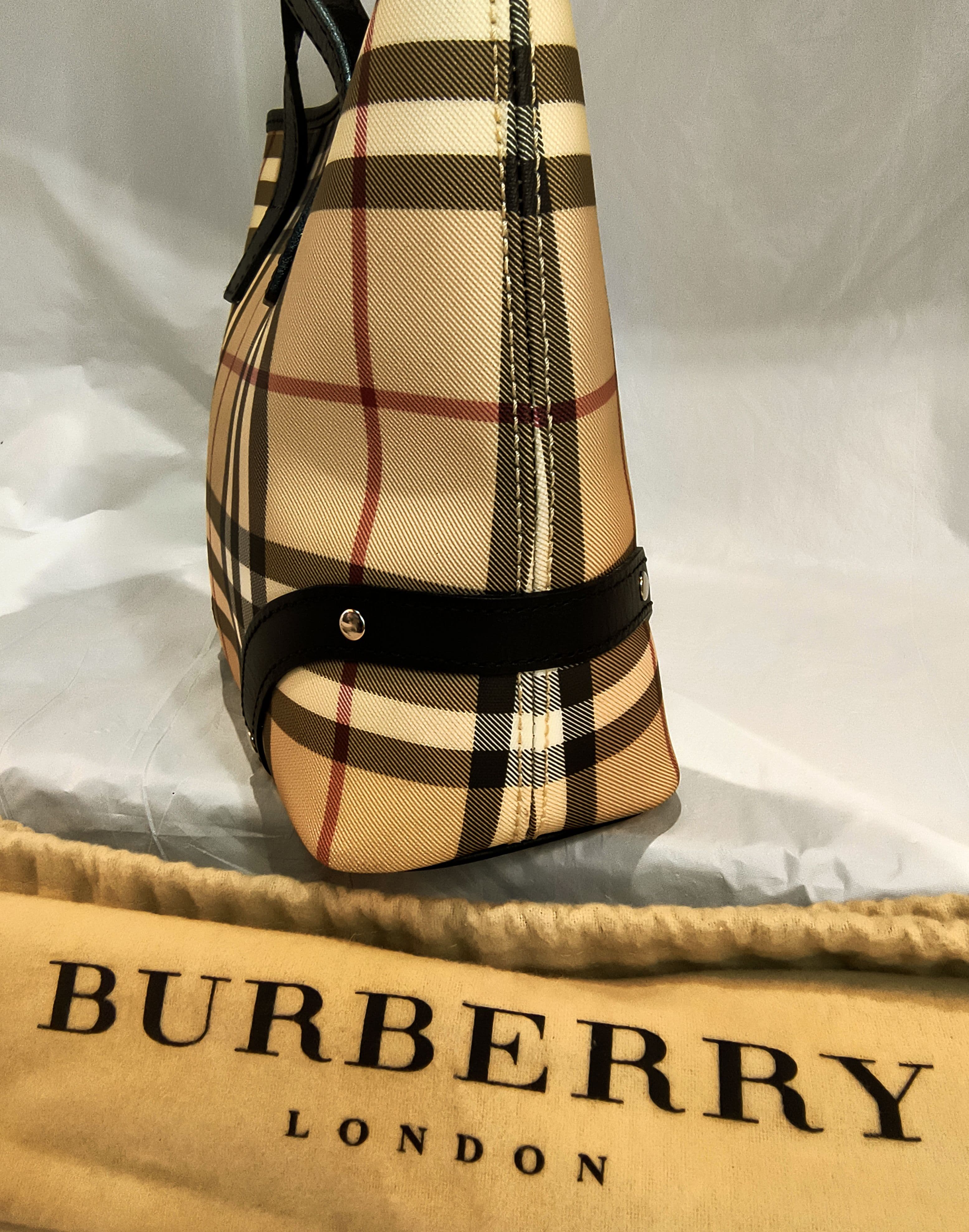 BURBERRY London Haymarket Check Small Tote Bag with Dust Bag - Thumbnail 4