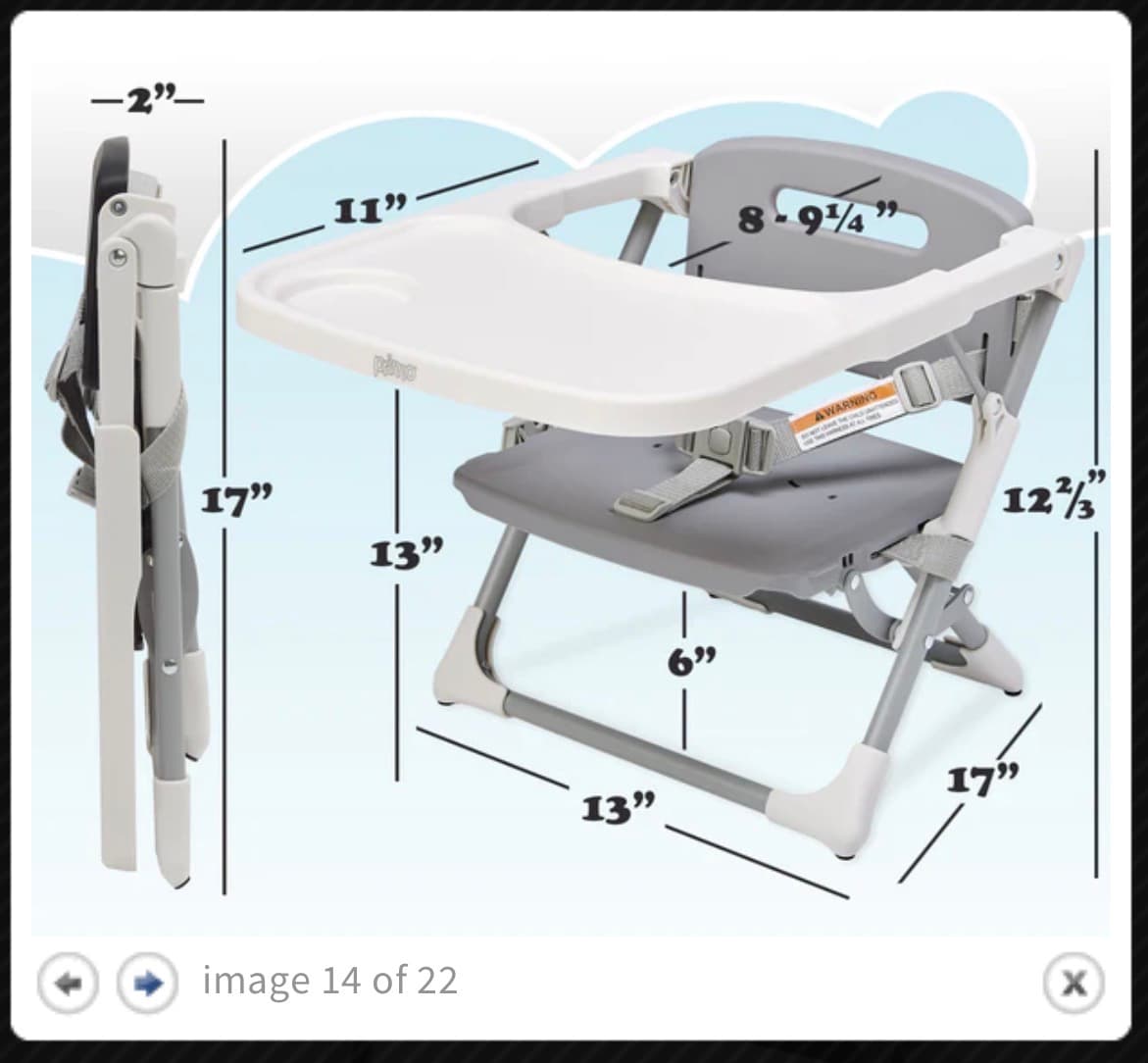 Primo Folding Booster Seat with Tray for Indoor/Outdoor Use - Thumbnail 4