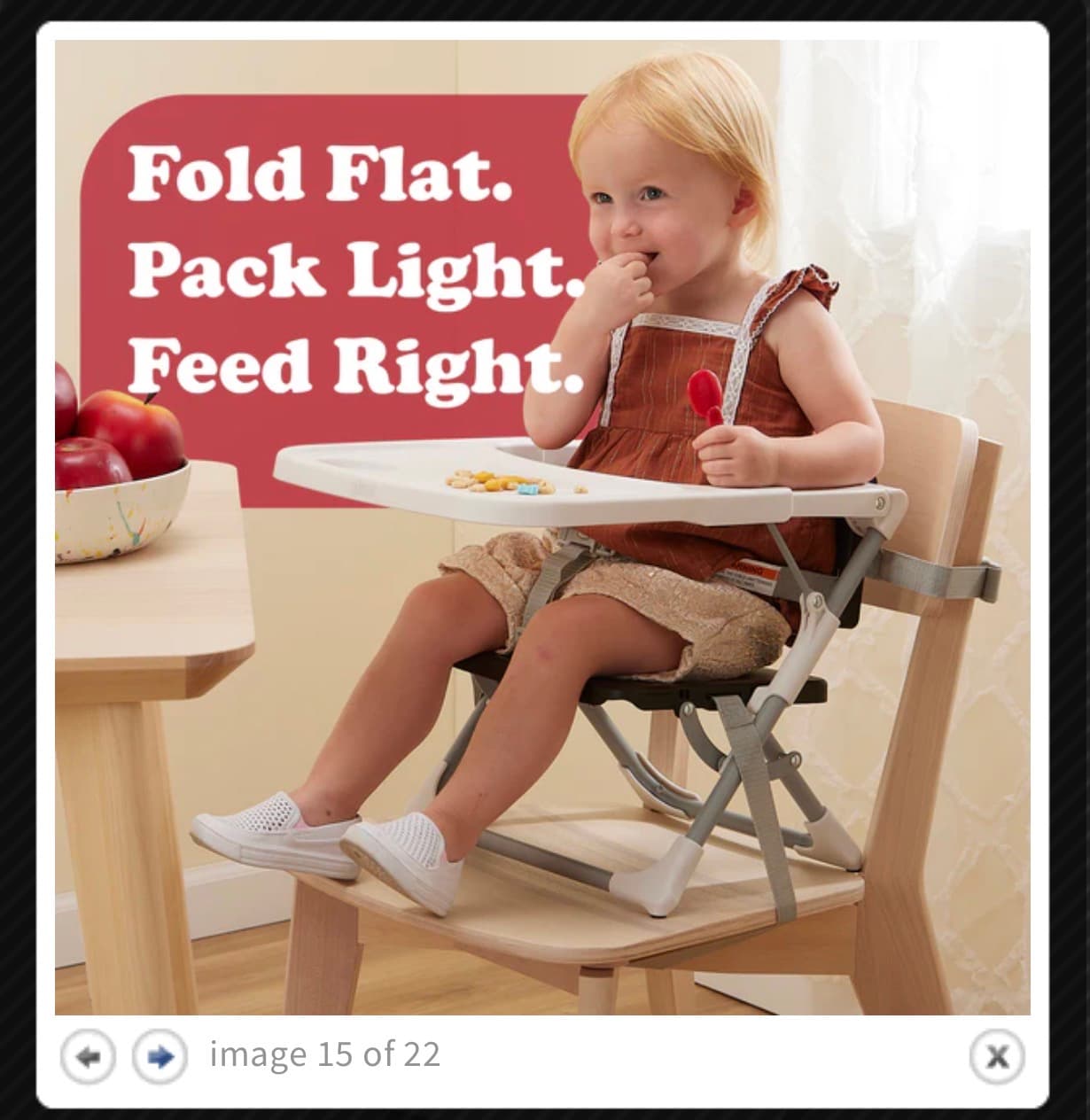 Primo Folding Booster Seat with Tray for Indoor/Outdoor Use - Thumbnail 3