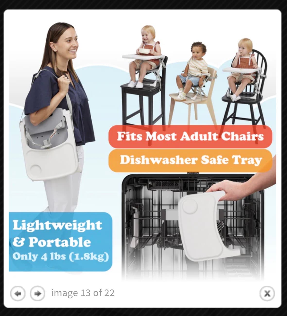 Primo Folding Booster Seat with Tray for Indoor/Outdoor Use - Thumbnail 5