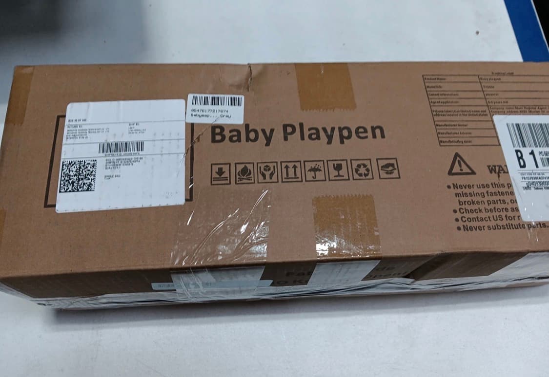 TEAYINGDE Baby Playpen Large Play Yard Fence for Toddlers,47"x47" Gray Dinosaur - Thumbnail 5