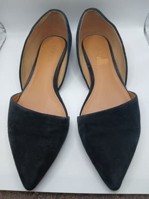 J Crew Zoe D'Orsay Black Suede Leather Flat Point Shoes Women Size 7.5 Ballet - Thumbnail 2