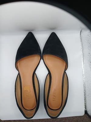 J Crew Zoe D'Orsay Black Suede Leather Flat Point Shoes Women Size 7.5 Ballet