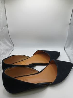 J Crew Zoe D'Orsay Black Suede Leather Flat Point Shoes Women Size 7.5 Ballet - Thumbnail 3