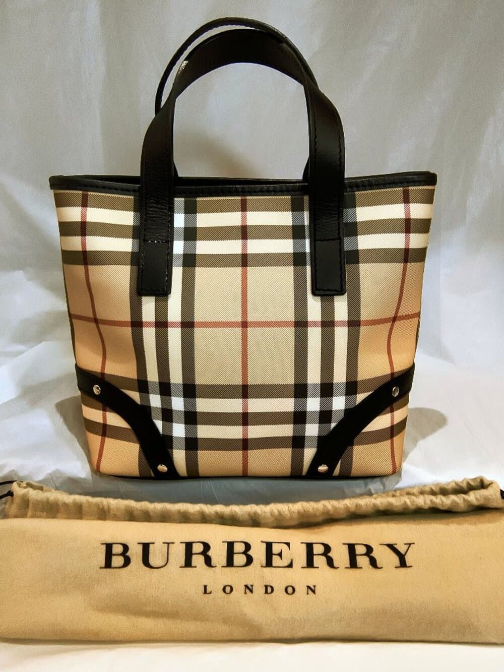 BURBERRY London Haymarket Check Small Tote Bag with Dust Bag - Thumbnail 14