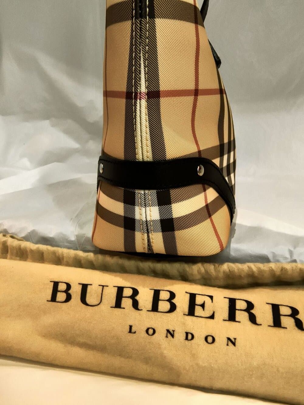 BURBERRY London Haymarket Check Small Tote Bag with Dust Bag - Thumbnail 5