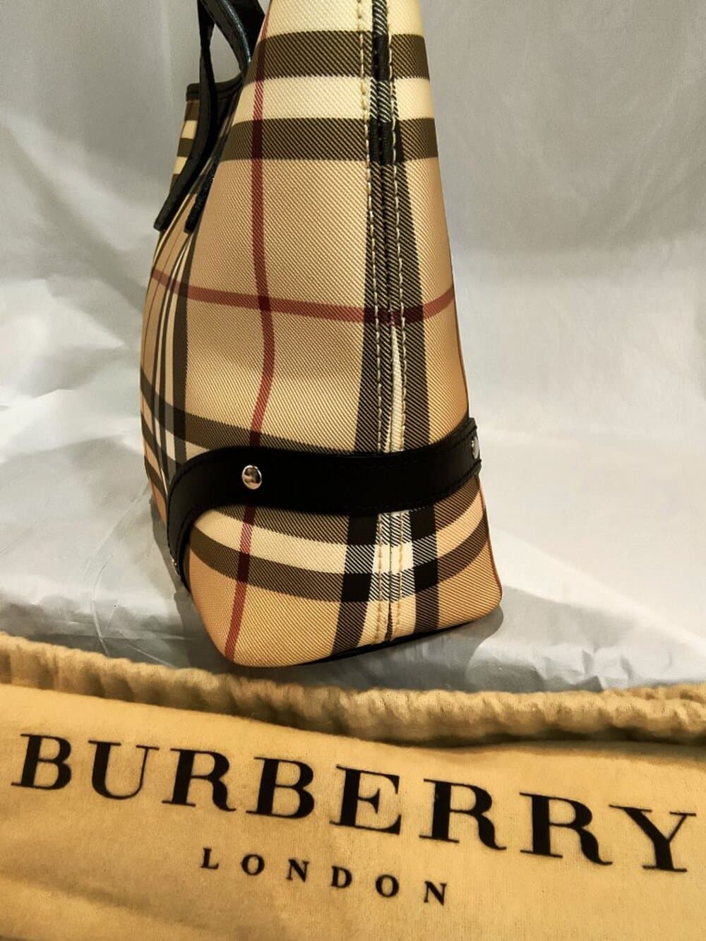 BURBERRY London Haymarket Check Small Tote Bag with Dust Bag - Thumbnail 3