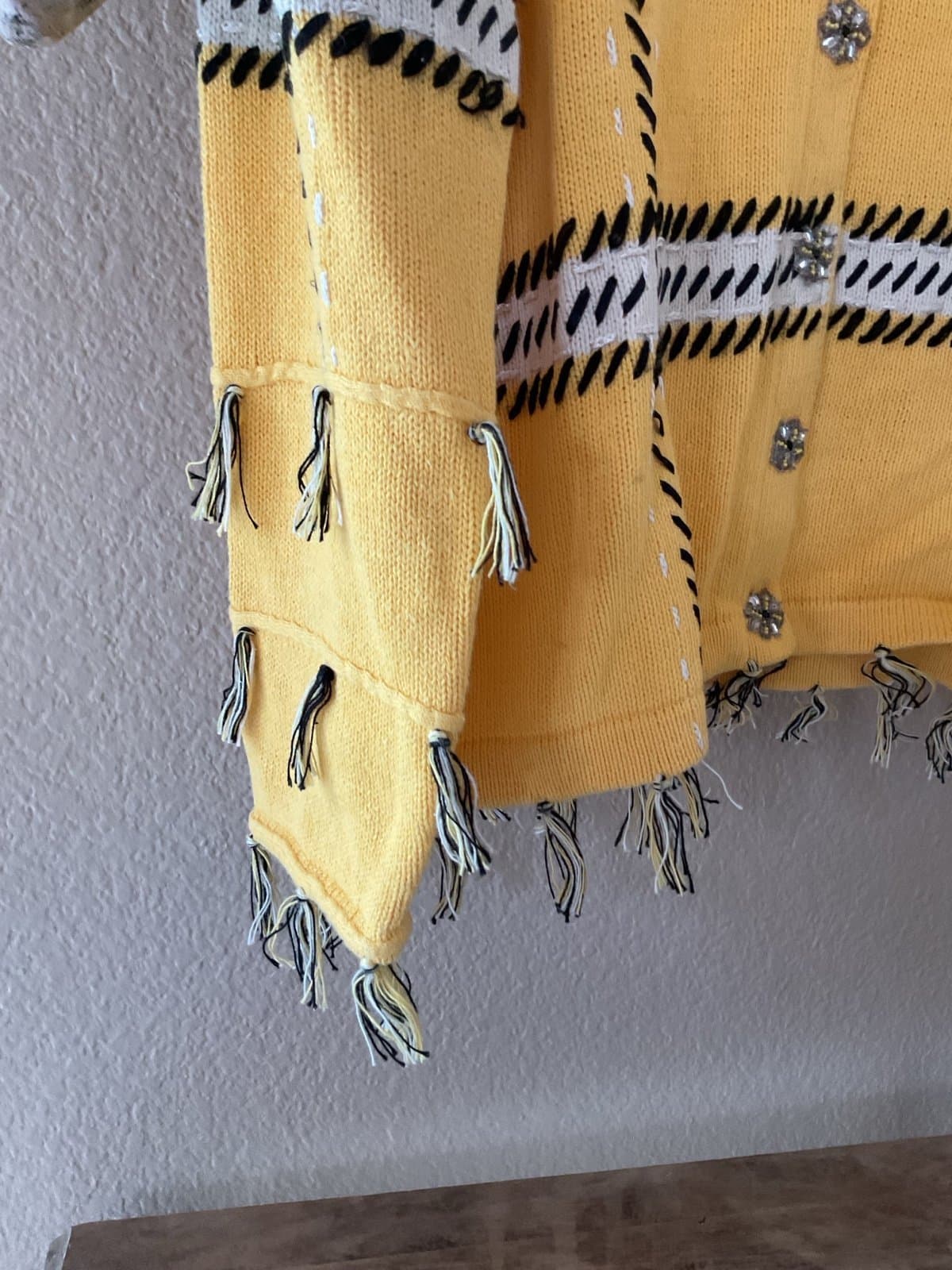 Fabulous Yellow And Black Plaid Boho Taxi Storybook Sweater Size M - Thumbnail 3