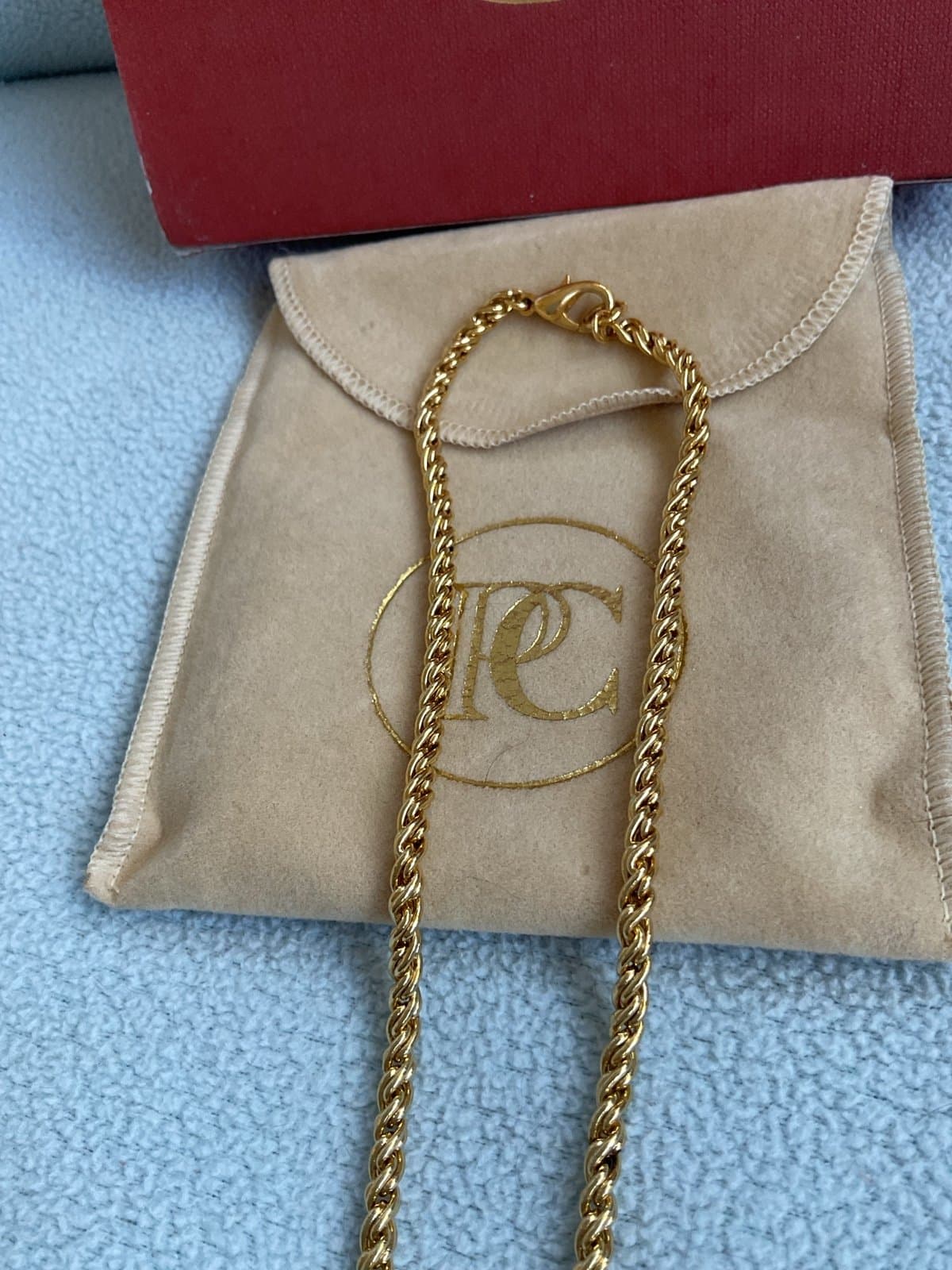 Signed Pilar Crespi Gold Tone Faceted Sapphire Crystal Y Necklace 18” New - Thumbnail 7