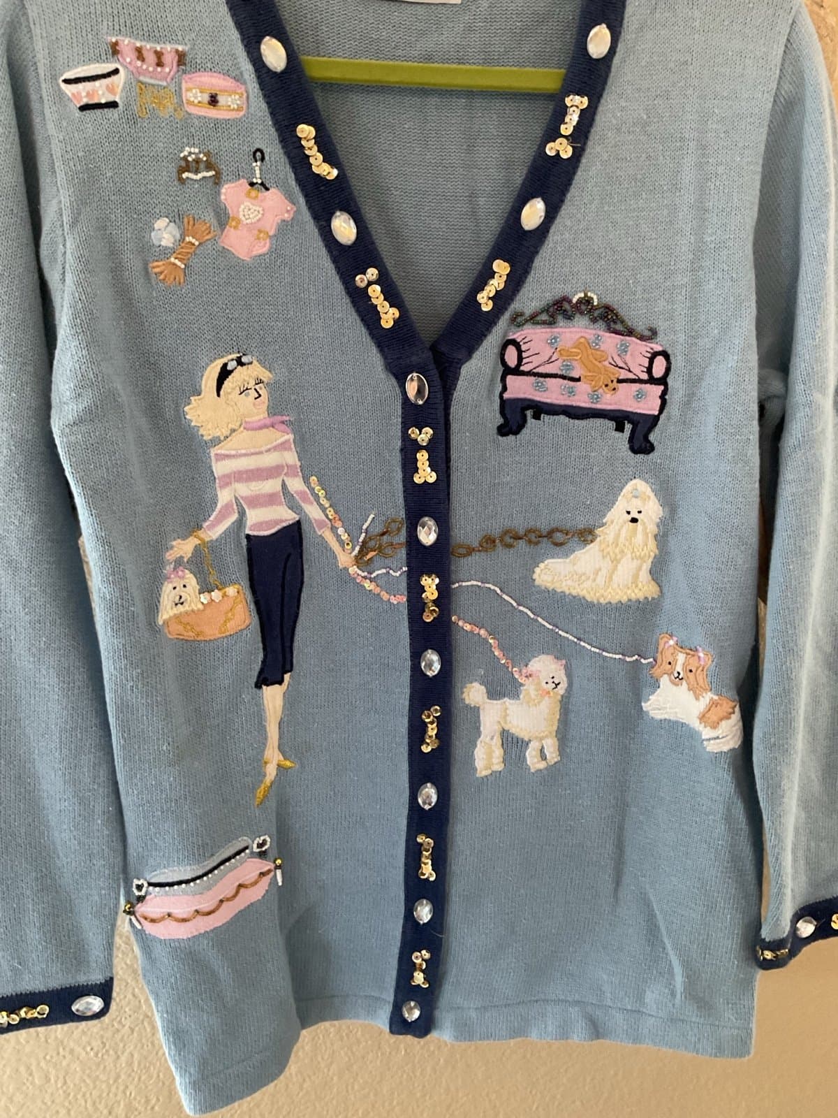 Awesome Dog Lovers or Dog Walkers Storybook Sweater Size S - Thumbnail 2