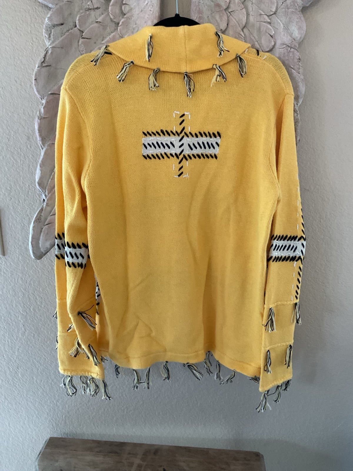 Fabulous Yellow And Black Plaid Boho Taxi Storybook Sweater Size M - Thumbnail 6
