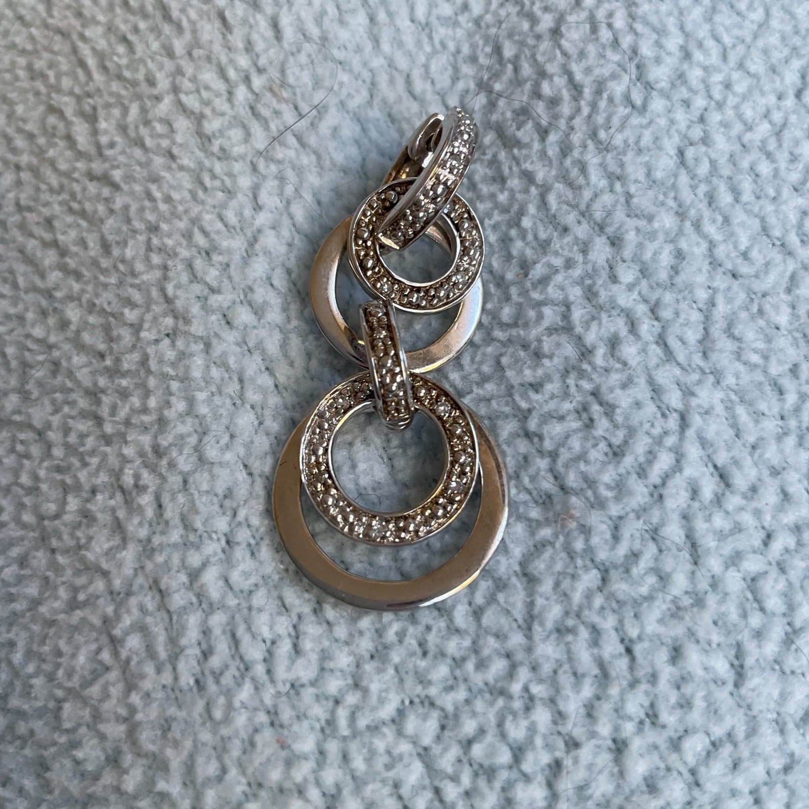 New Lab Grown Diamonds And Sterling Circular Necklace And Pierced Earrings - Thumbnail 7
