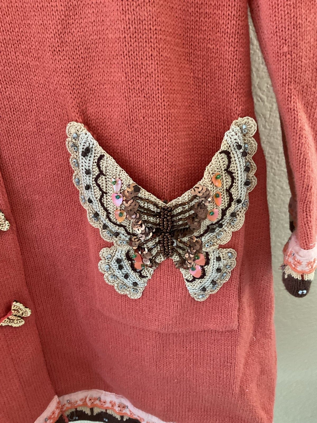 Beautiful Storybook Butterfly Cardigan Sweater Size M - Thumbnail 4