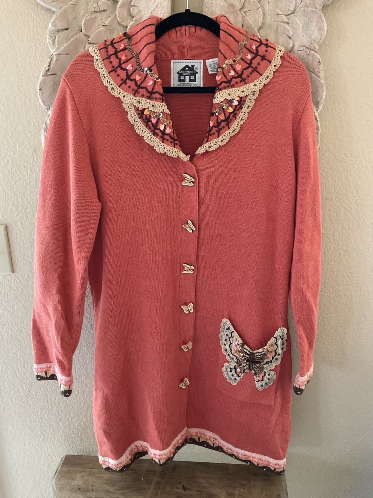 Beautiful Storybook Butterfly Cardigan Sweater Size M - Thumbnail 2