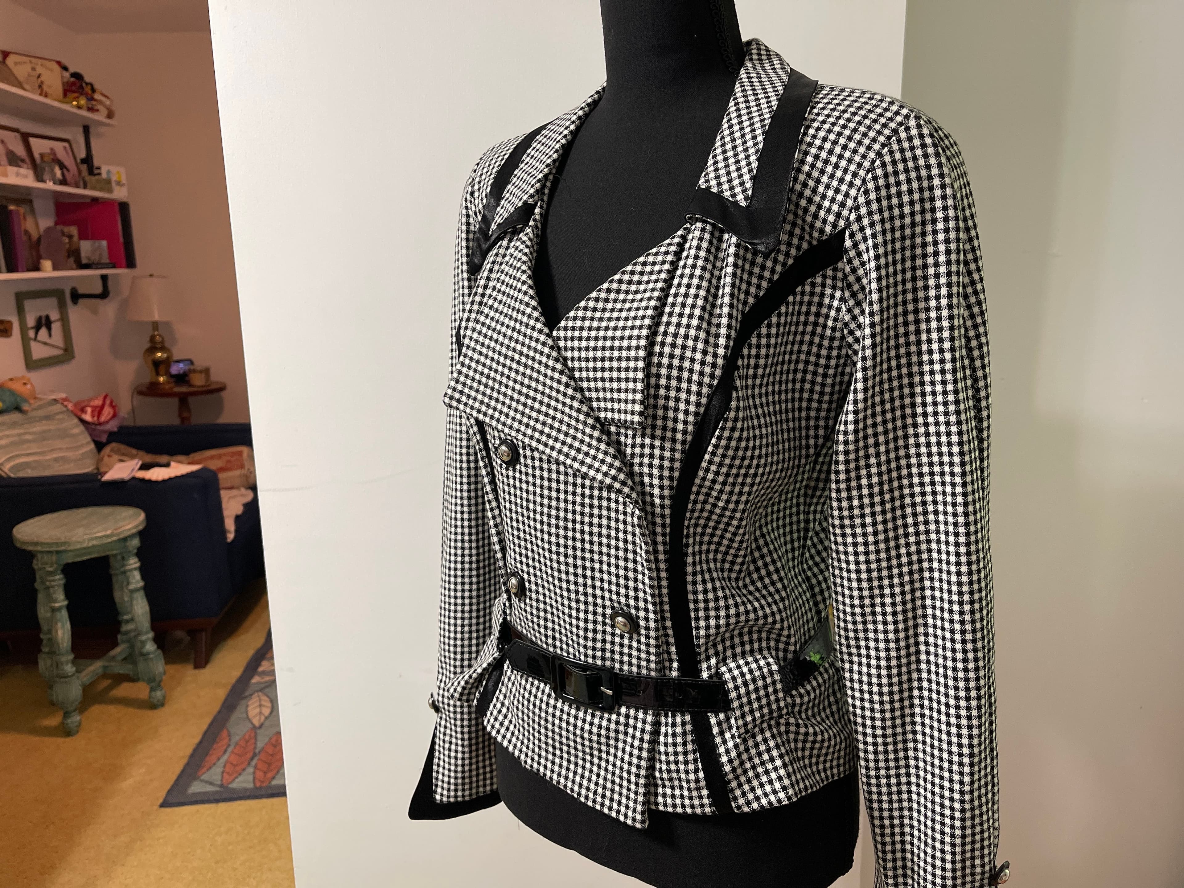 Capacity Unlimited Houndstooth Double-Breasted Blazer with Belt - Thumbnail 9