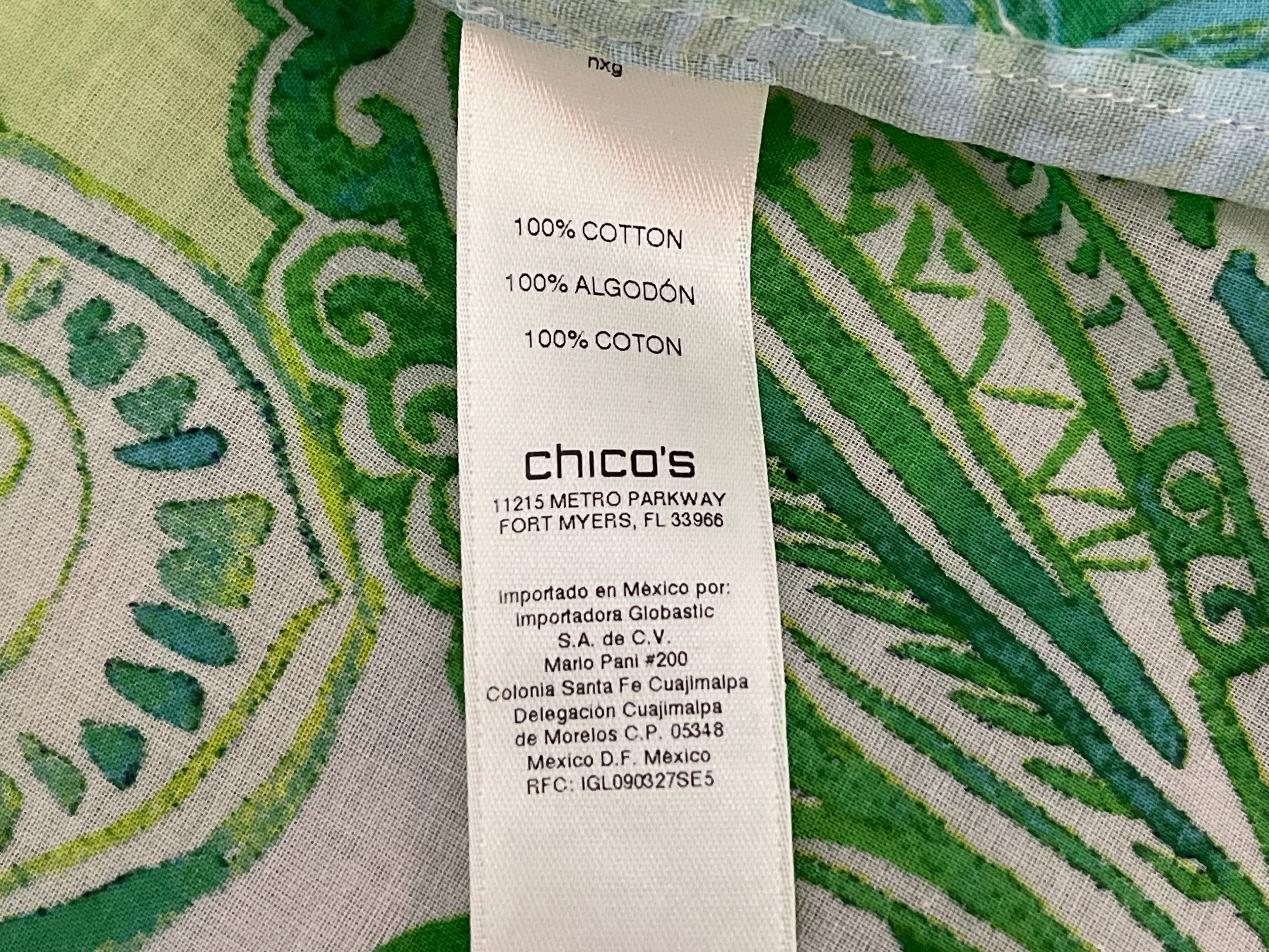 Chico's Women's Blouse Size 3x Green Blue Print - Thumbnail 7
