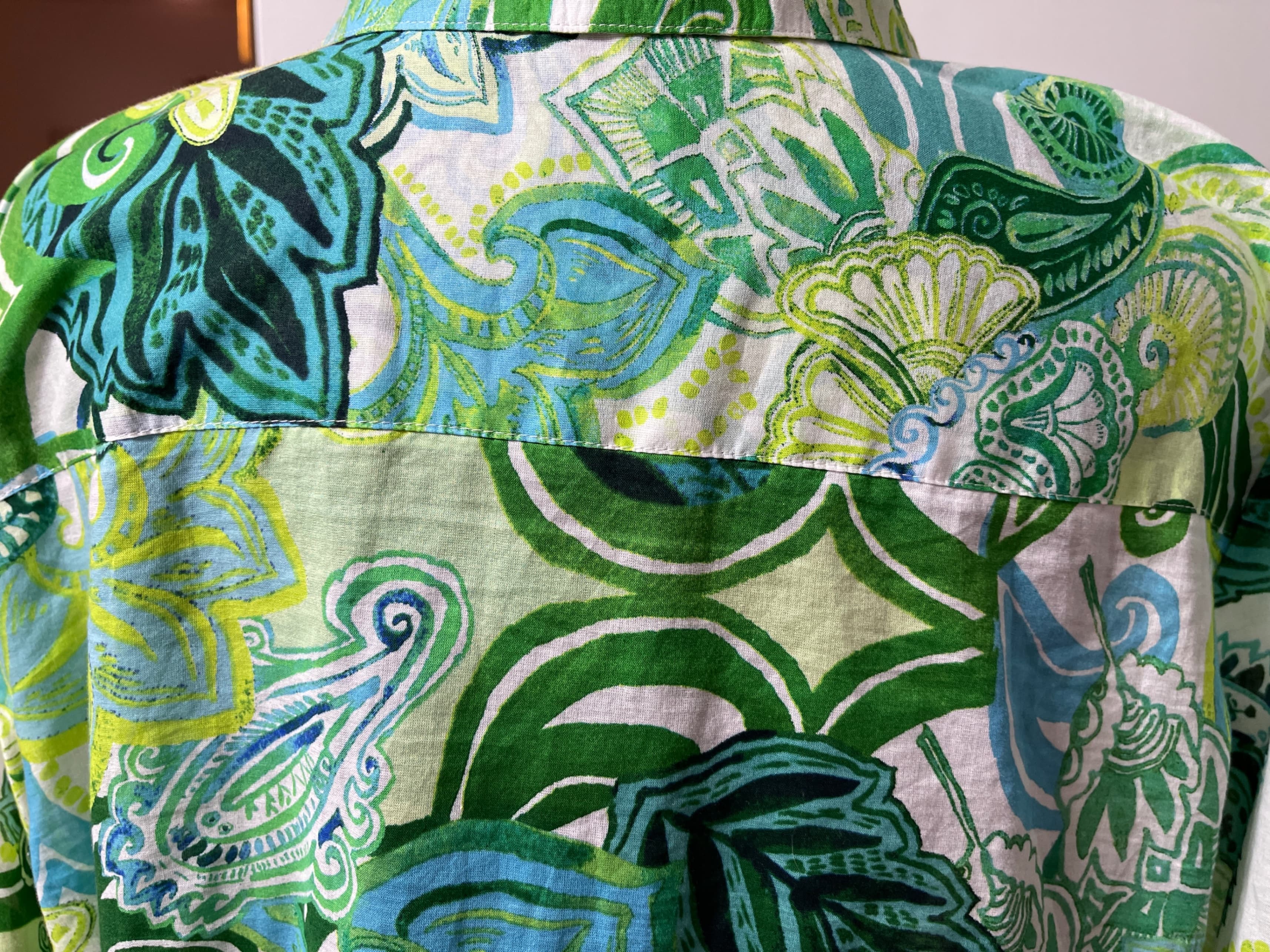 Chico's Women's Blouse Size 3x Green Blue Print - Thumbnail 9