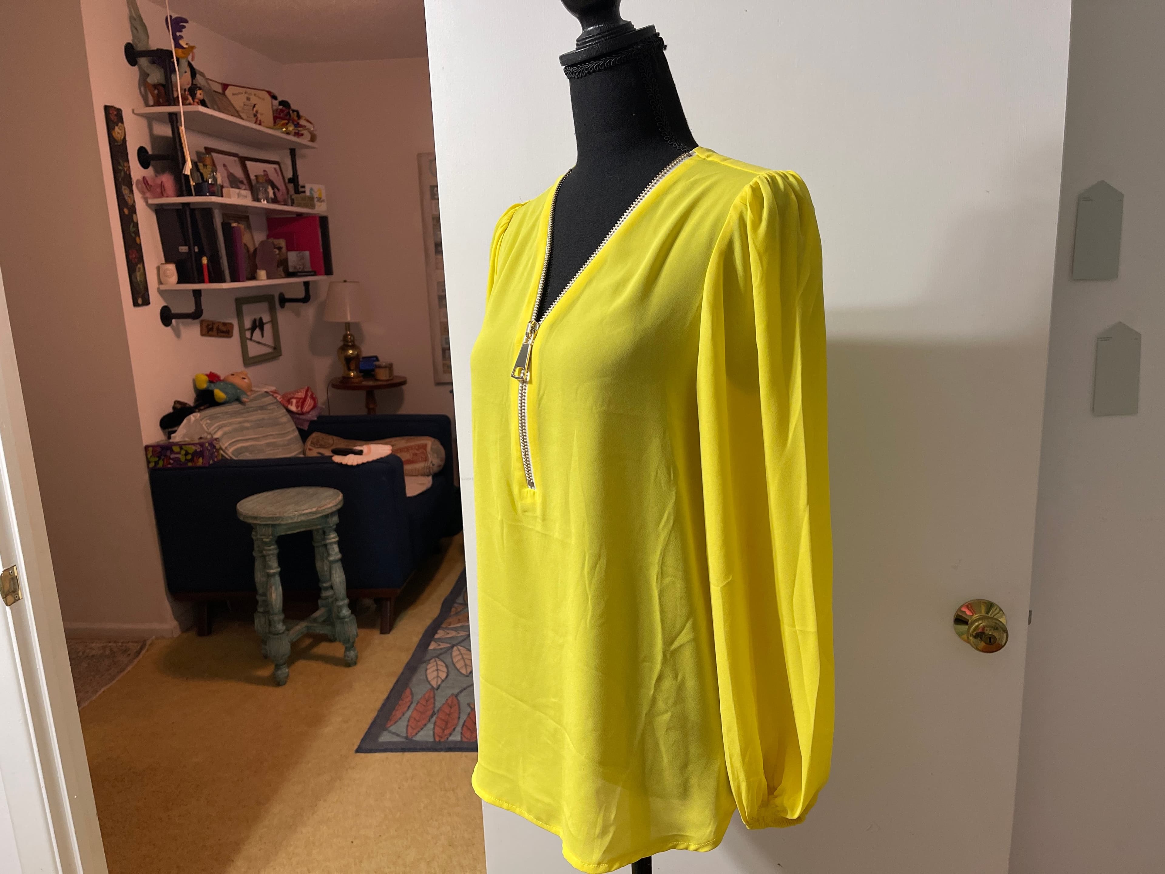 Carmen Marc Valvo Yellow Blouse Size S - Thumbnail 2