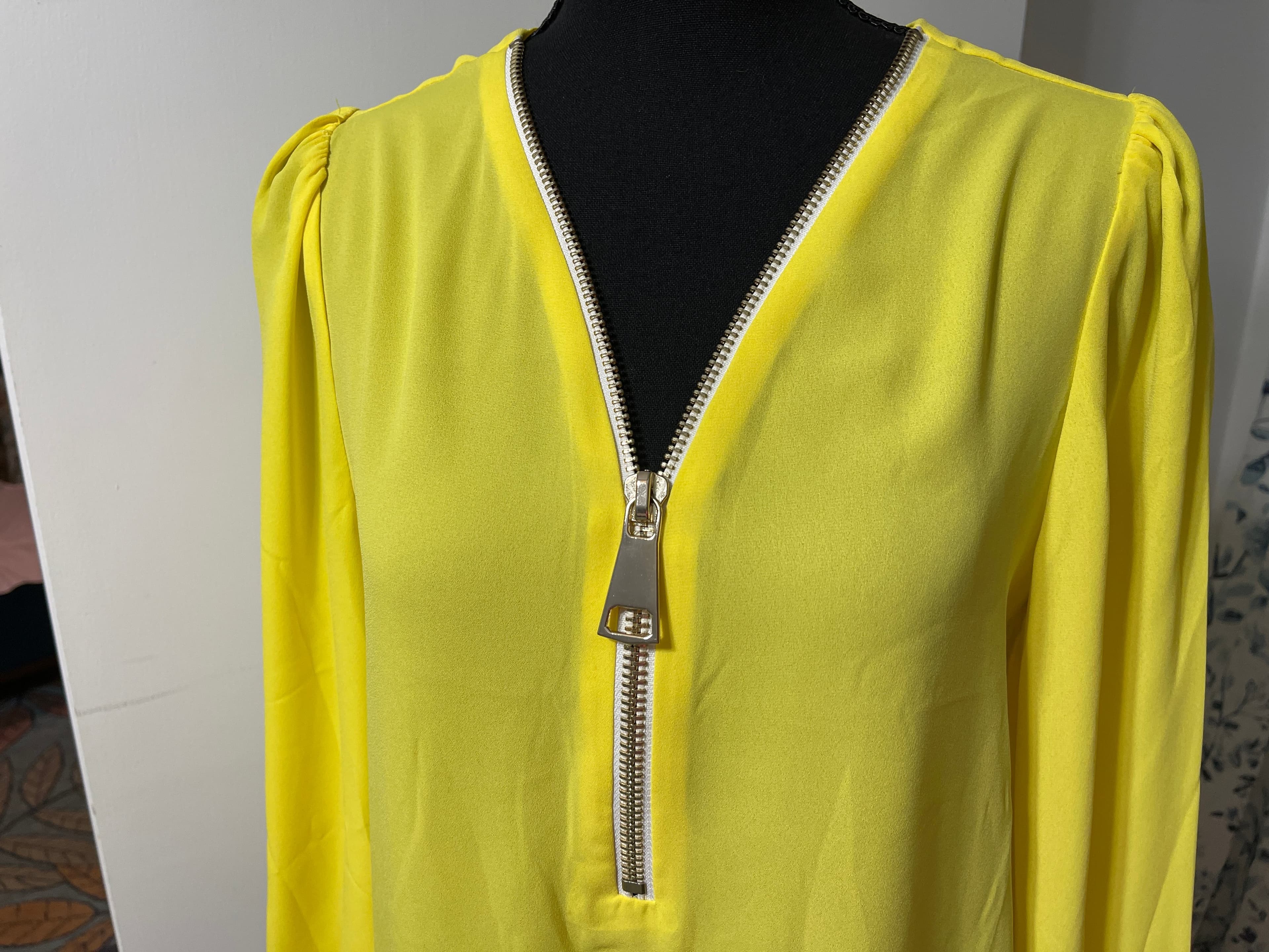 Carmen Marc Valvo Yellow Blouse Size S - Thumbnail 3