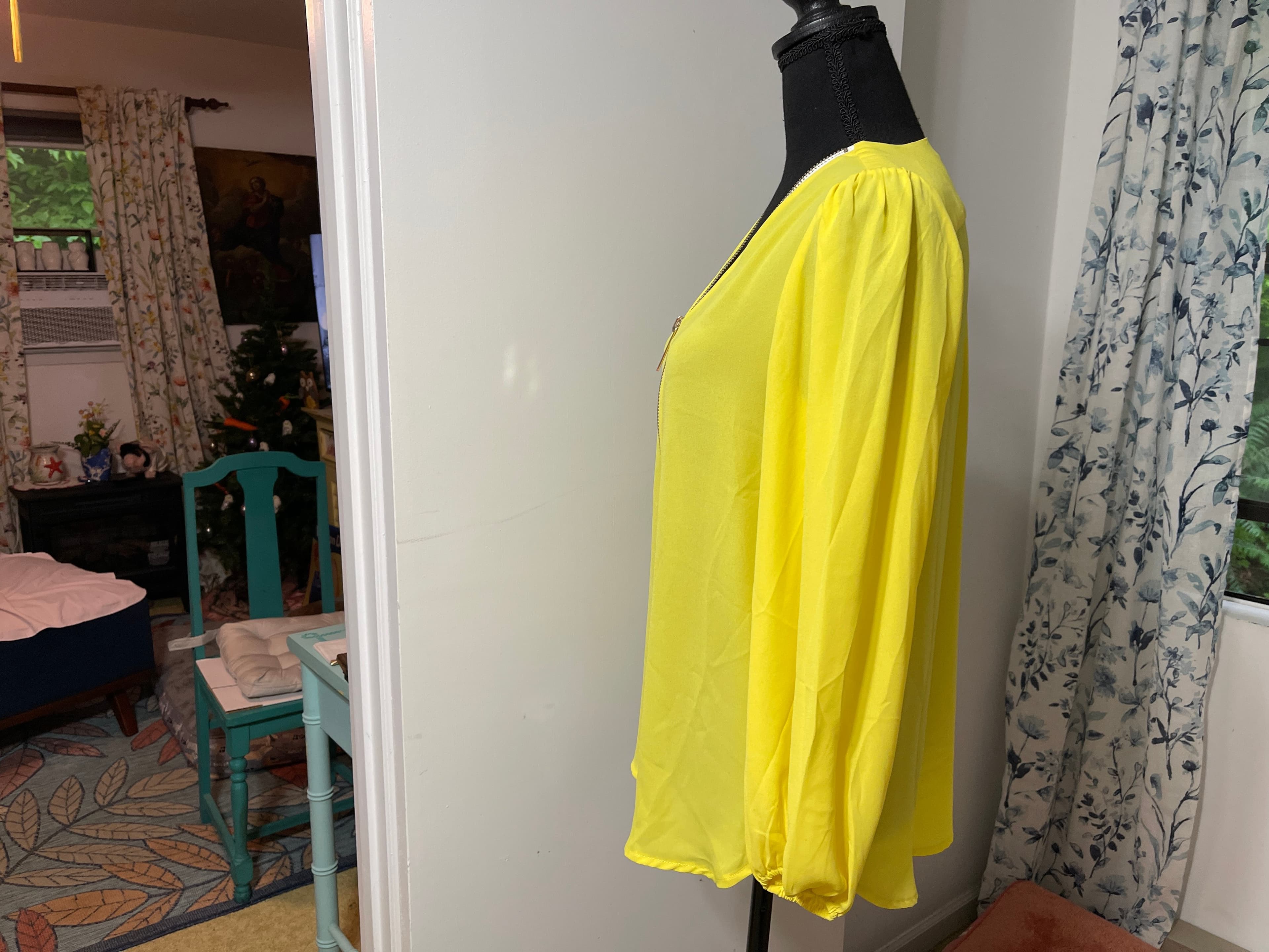 Carmen Marc Valvo Yellow Blouse Size S - Thumbnail 4