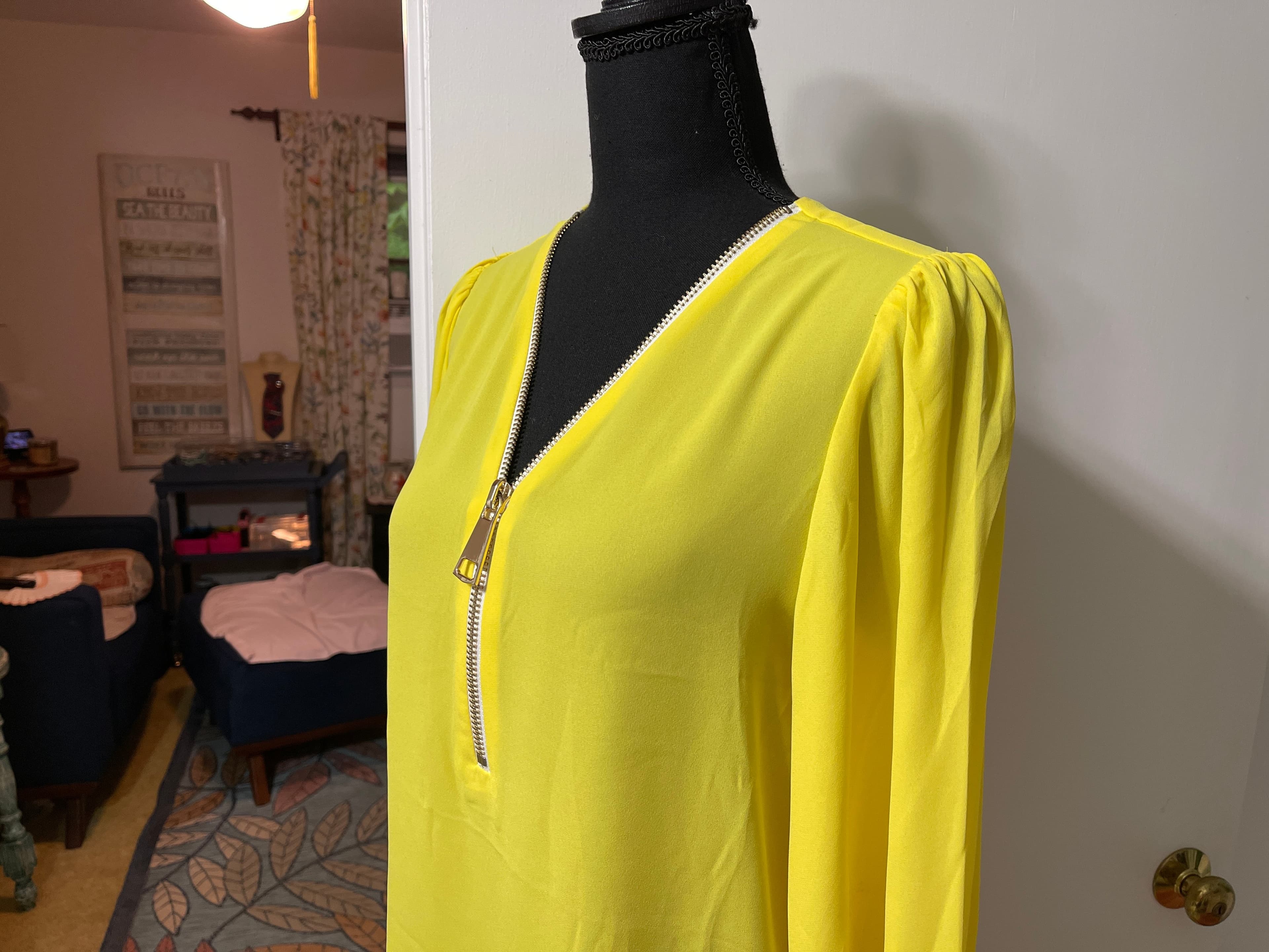Carmen Marc Valvo Yellow Blouse Size S - Thumbnail 7