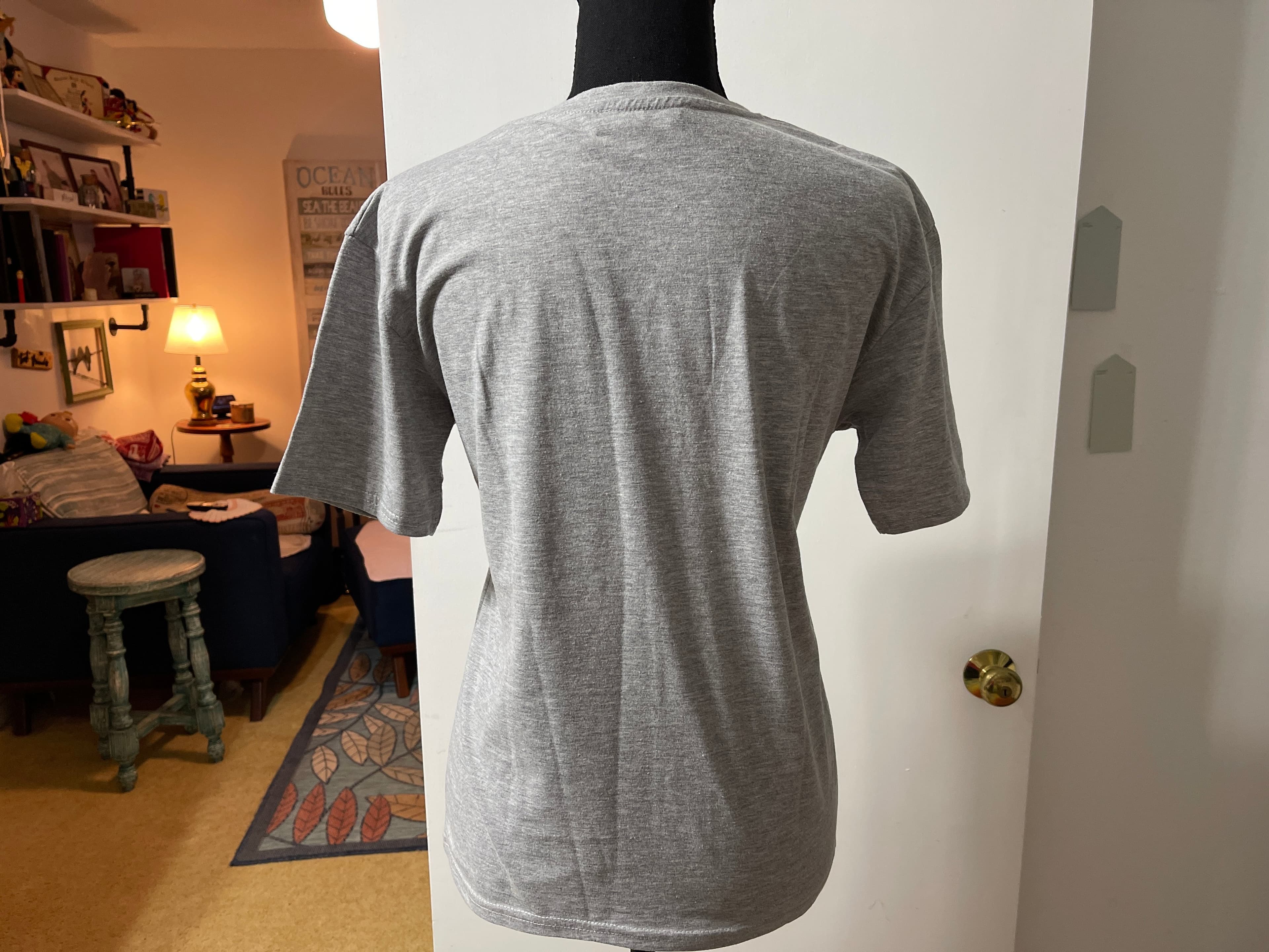 Sequin Embellished Grey T-Shirt with 'It's Time to Shine' Text - Thumbnail 5