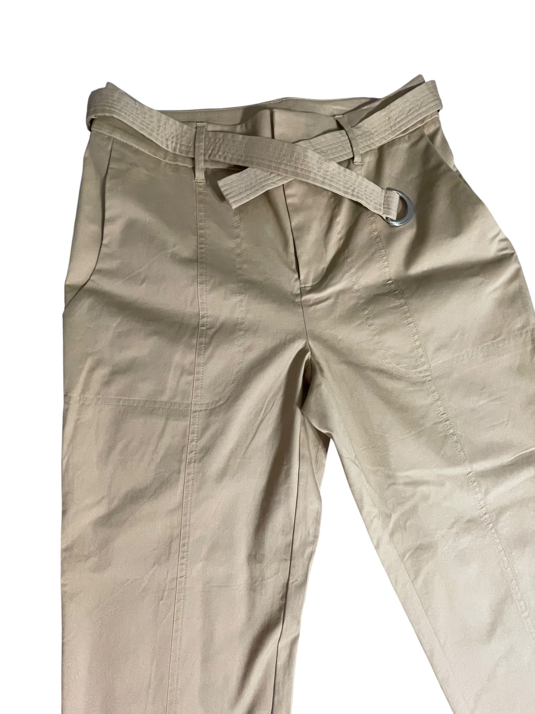 Chico’s Beige Belted Pants with D-Ring Detail - Thumbnail 2