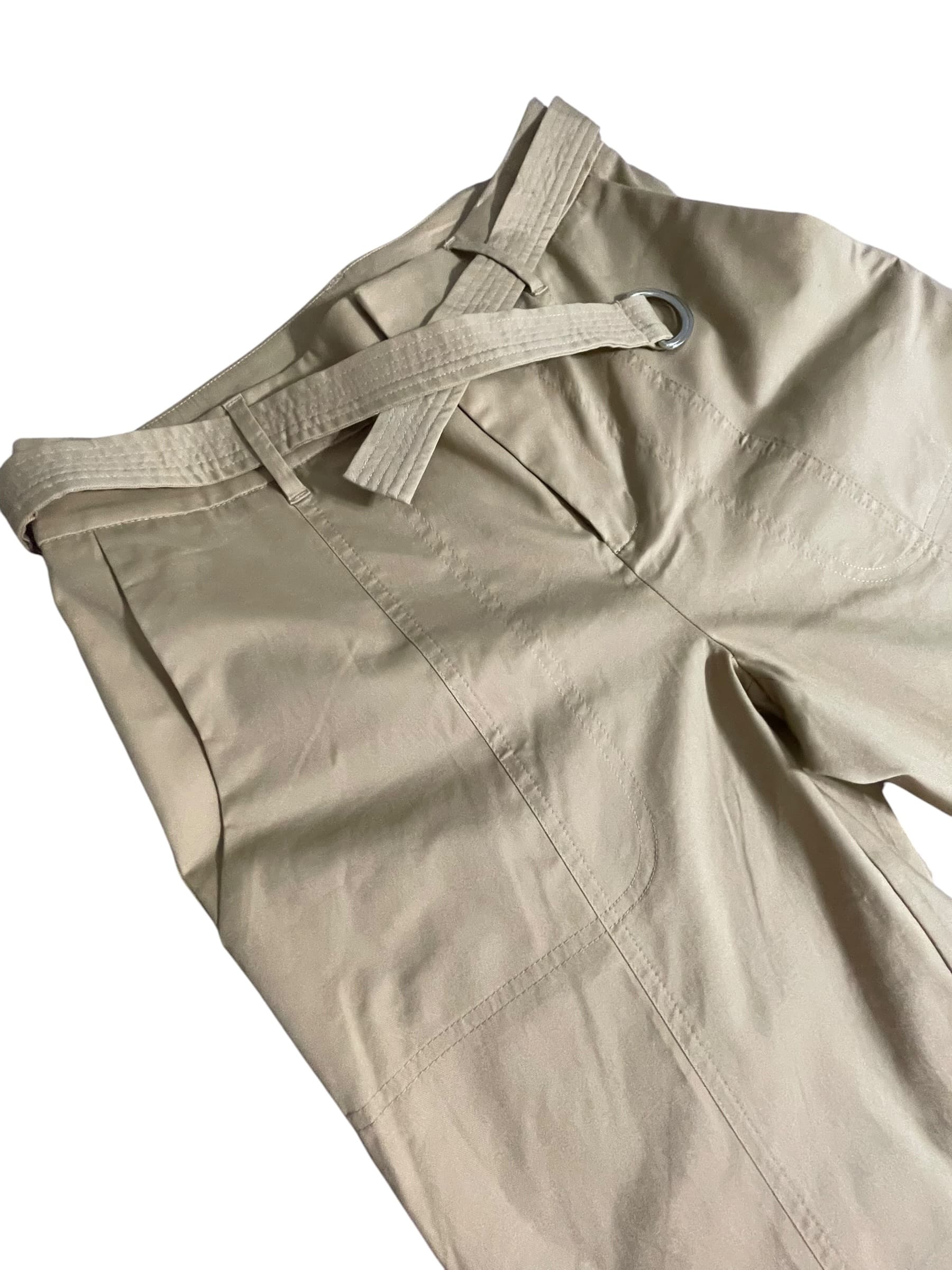 Chico’s Beige Belted Pants with D-Ring Detail - Thumbnail 3