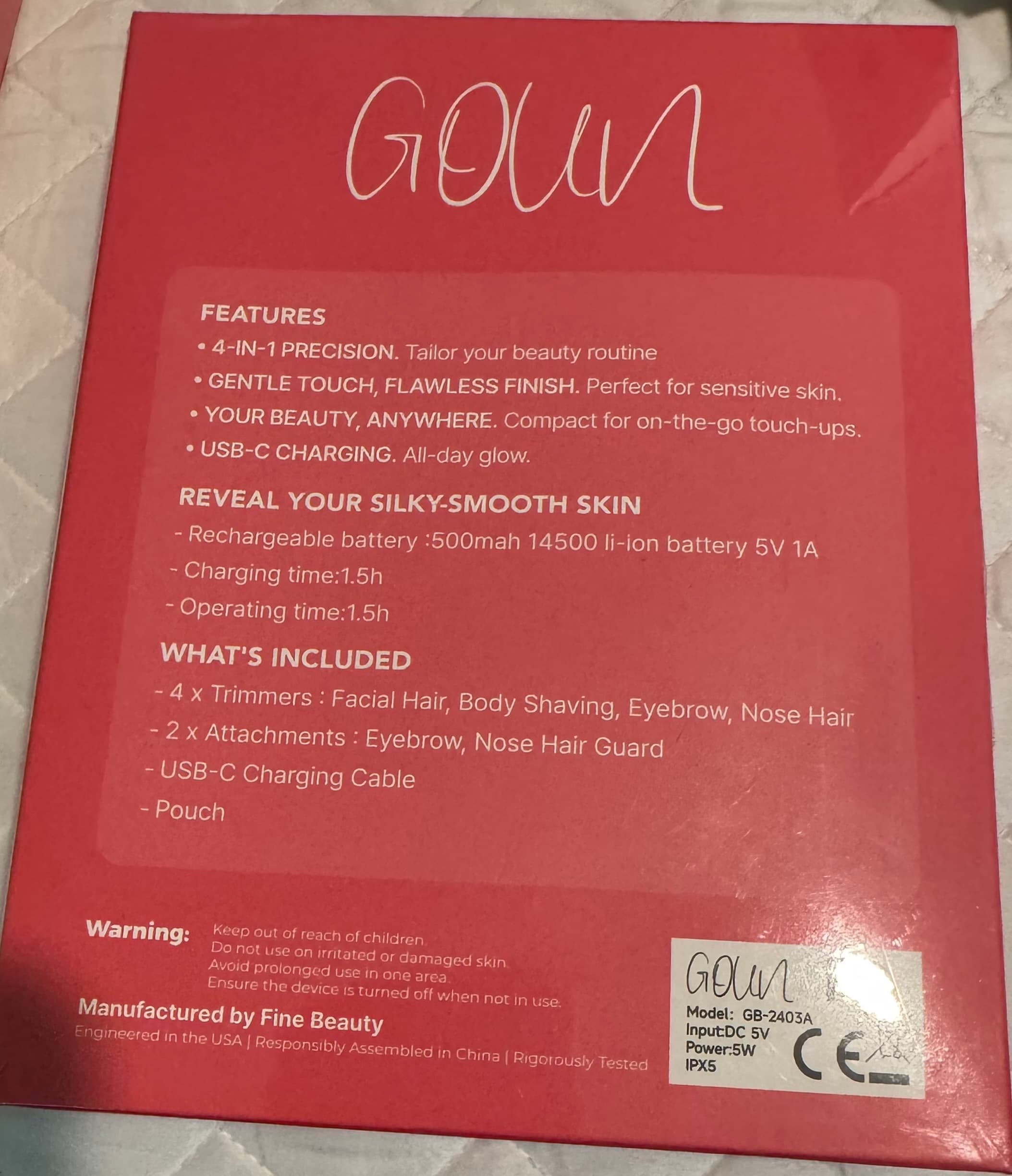 Goun 4-in-1 Facial Hair Remover Kit with USB-C Charging - Thumbnail 3