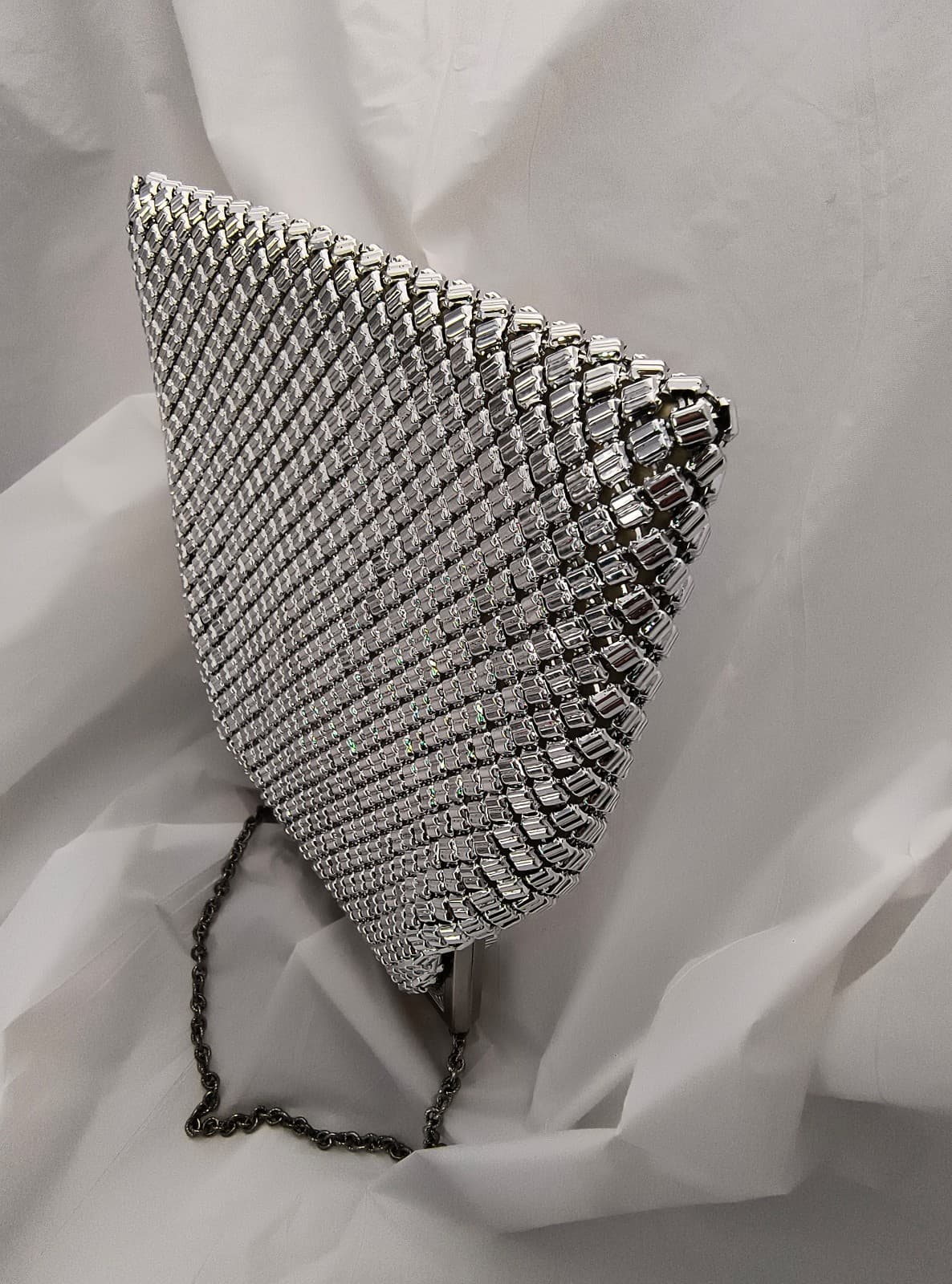 Vintage Whiting & Davis Silver Mesh Clutch Purse - Thumbnail 5