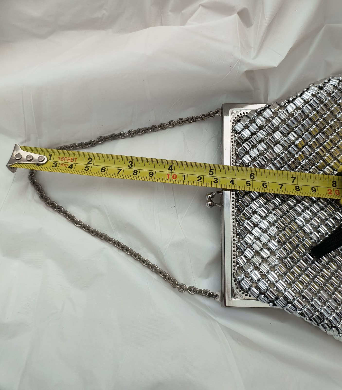 Vintage Whiting & Davis Silver Mesh Clutch Purse - Thumbnail 12