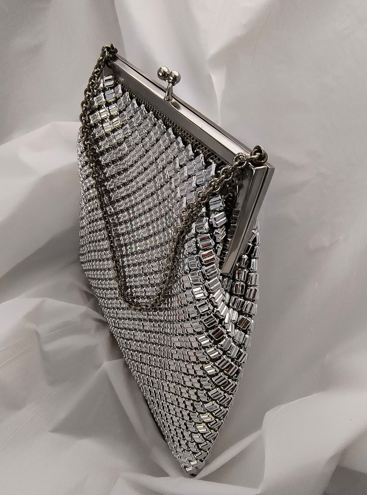 Vintage Whiting & Davis Silver Mesh Clutch Purse - Thumbnail 4