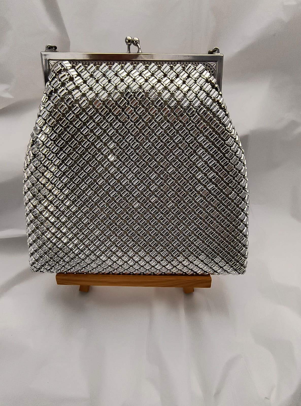 Vintage Whiting & Davis Silver Mesh Clutch Purse - Thumbnail 3