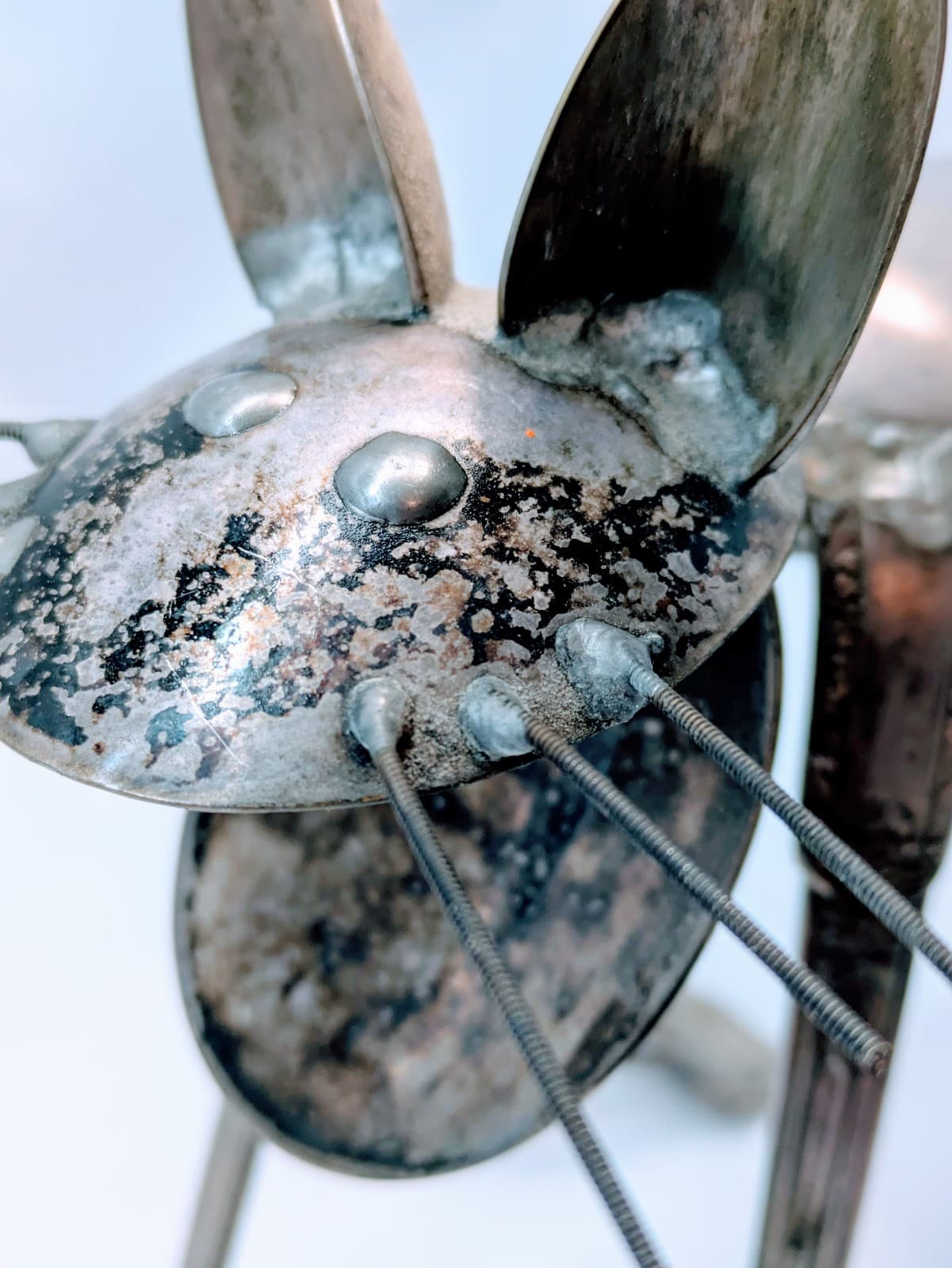 Folk Art Metal Cat Figurine Made with Silverware - Thumbnail 9