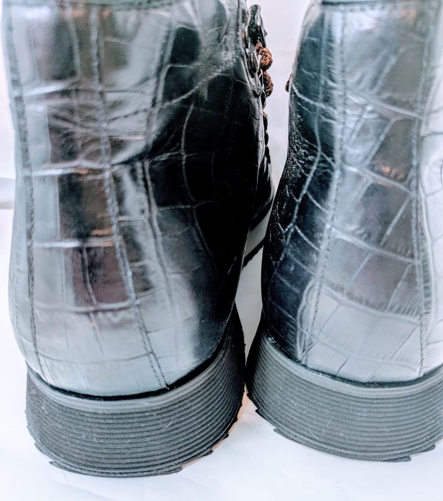 NEW PRADA Men's Black Crocodile Pattern Hiking Boots, Size 43 - Thumbnail 7