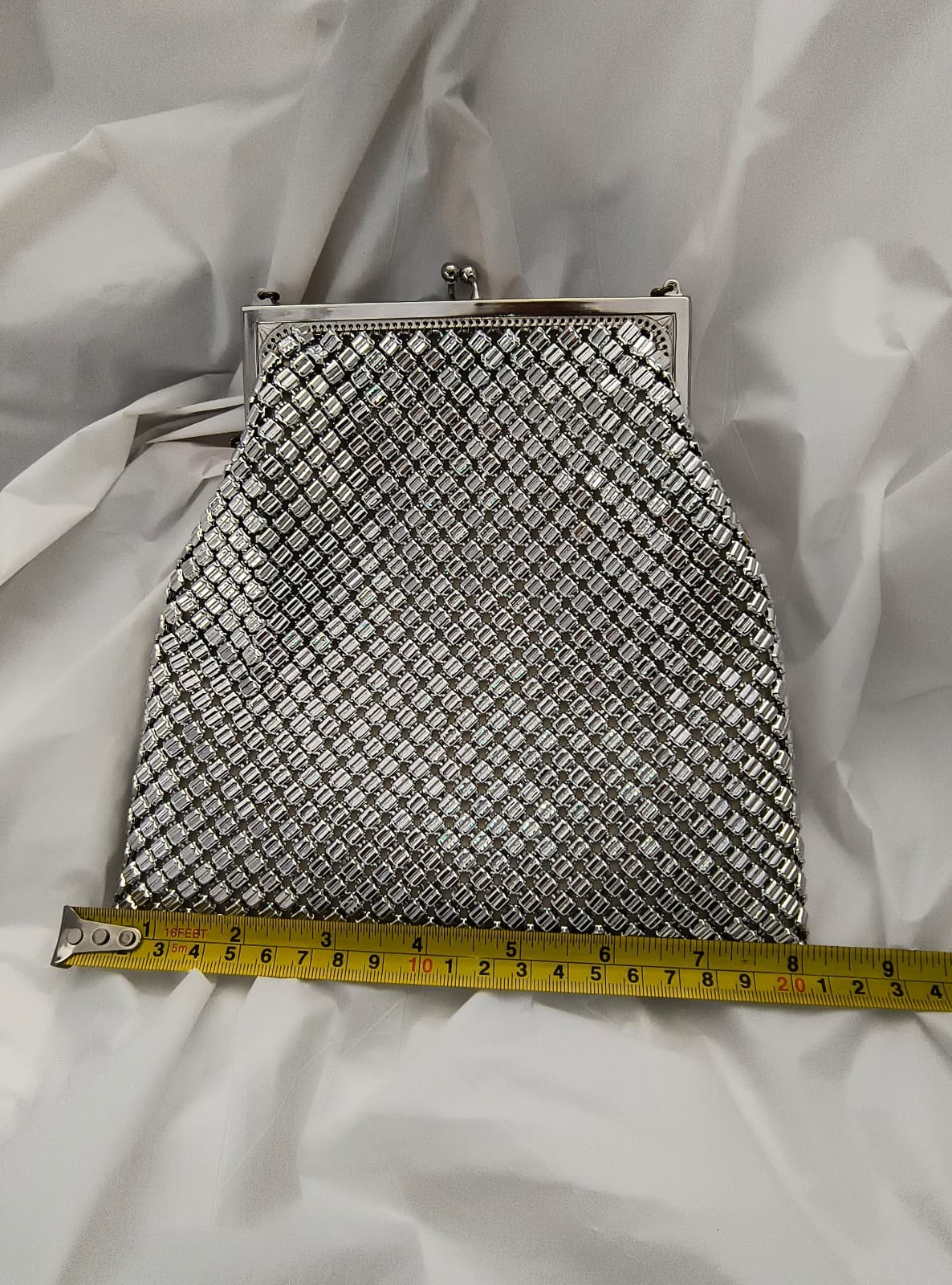 Vintage Whiting & Davis Silver Mesh Clutch Purse - Thumbnail 10