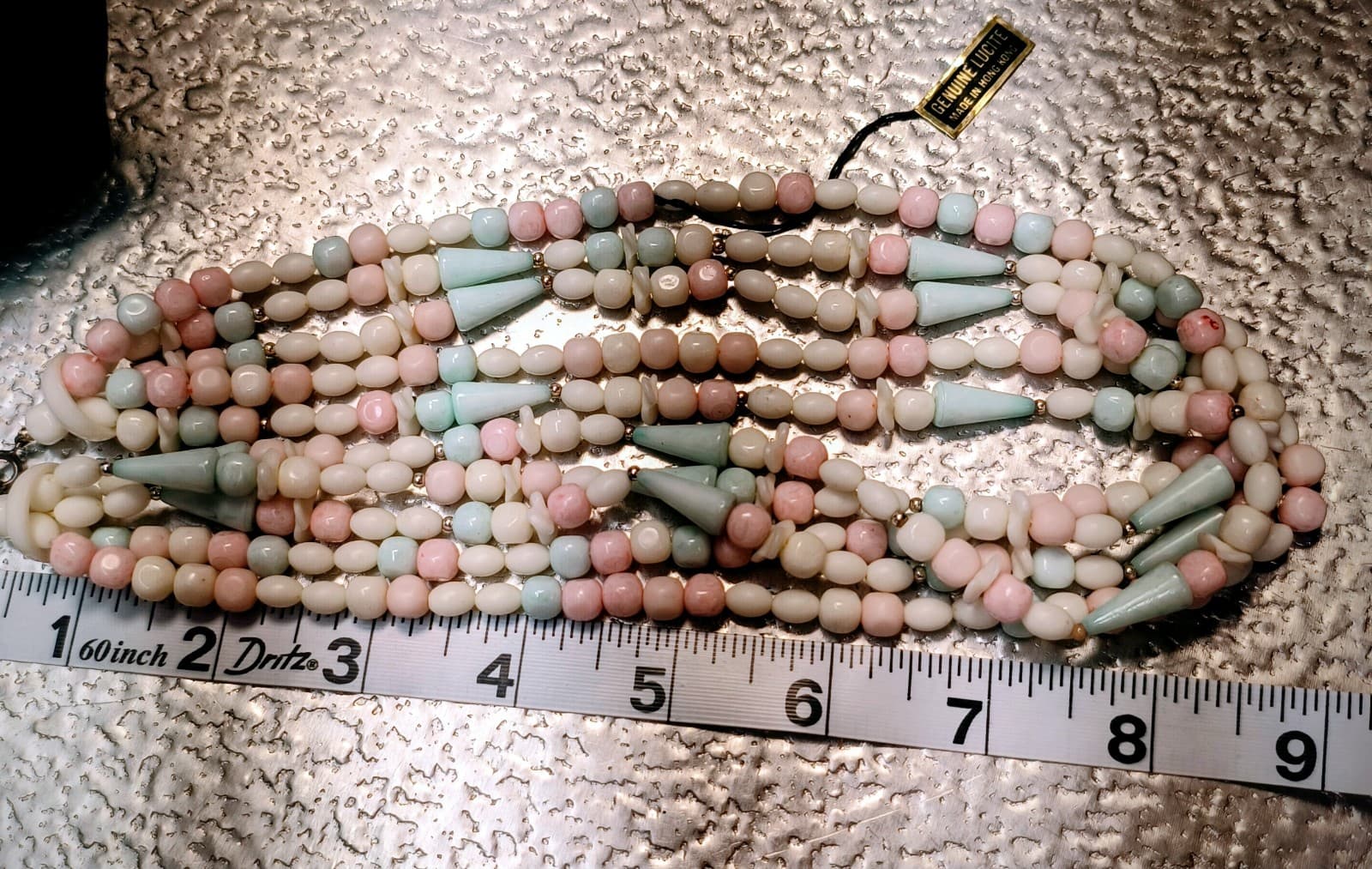 Vintage Circa 1950-1960 Genuine Lucite Costume Jewelry Pastel Beaded Necklace - Thumbnail 6