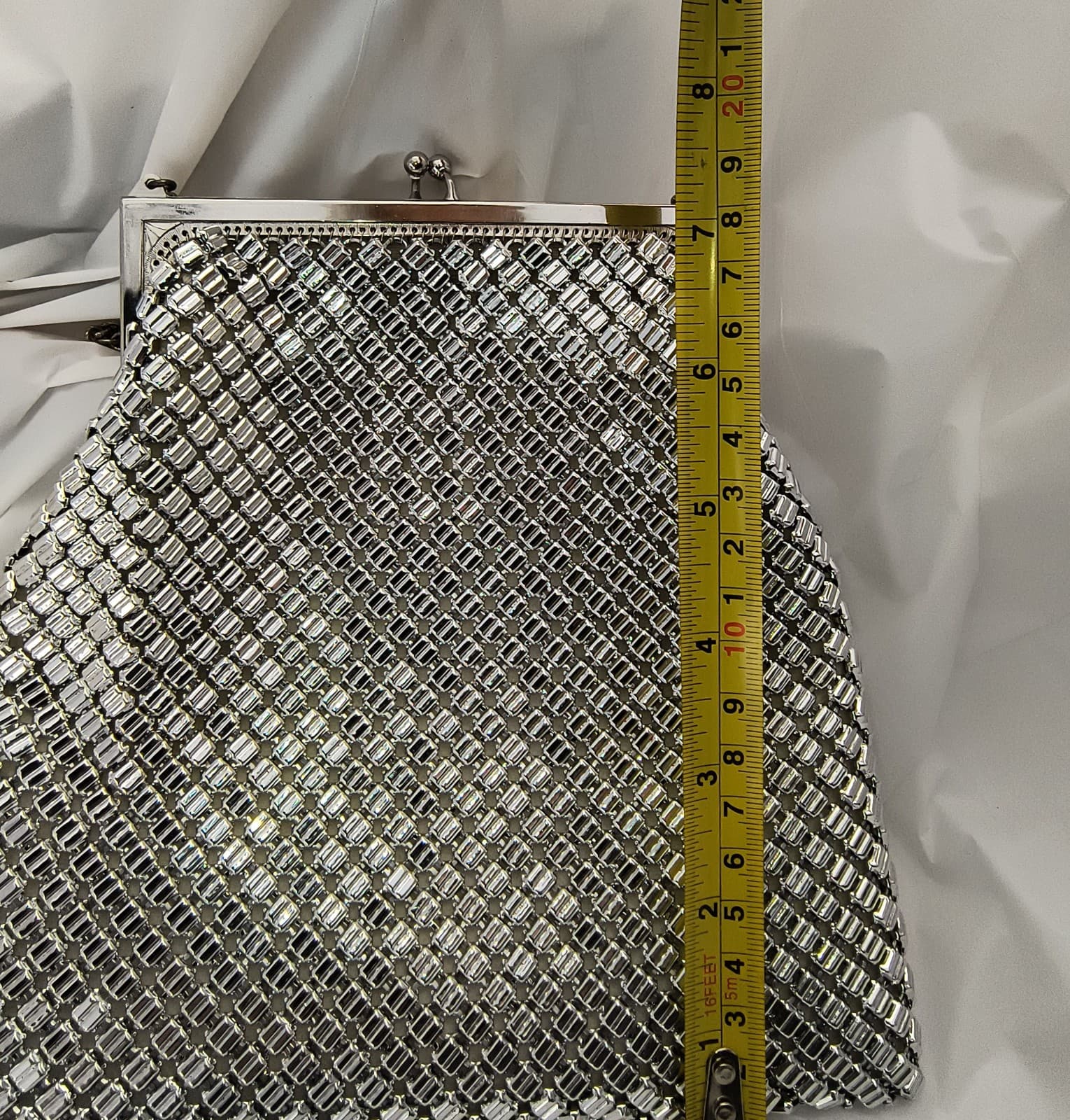 Vintage Whiting & Davis Silver Mesh Clutch Purse - Thumbnail 11