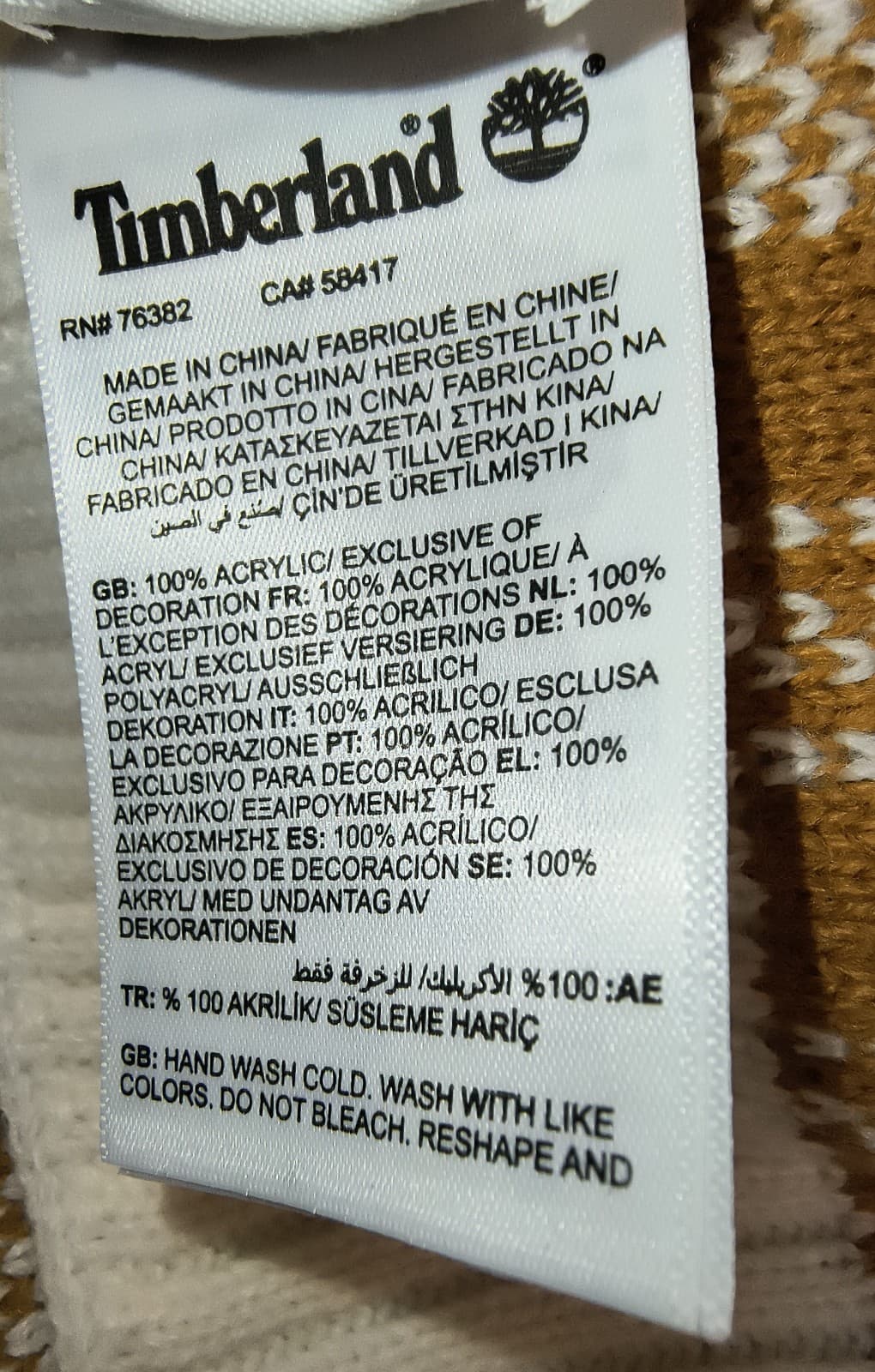 TIMBERLAND New (NWT) Light Brown & White /Cream Plaid Unisex Scarf - Thumbnail 3