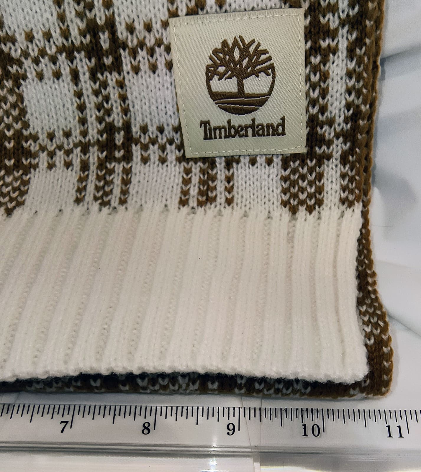 TIMBERLAND New (NWT) Light Brown & White /Cream Plaid Unisex Scarf - Thumbnail 6