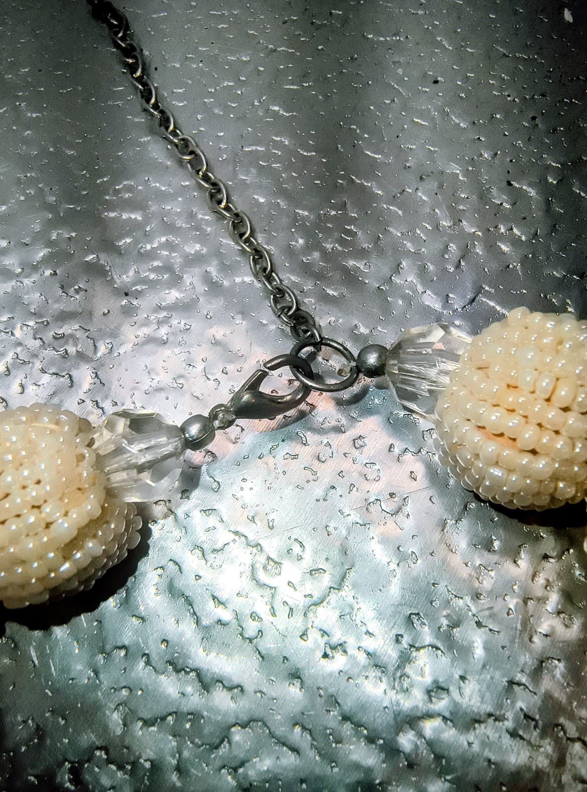 Vintage Braided Cream Beaded Necklace - Thumbnail 2