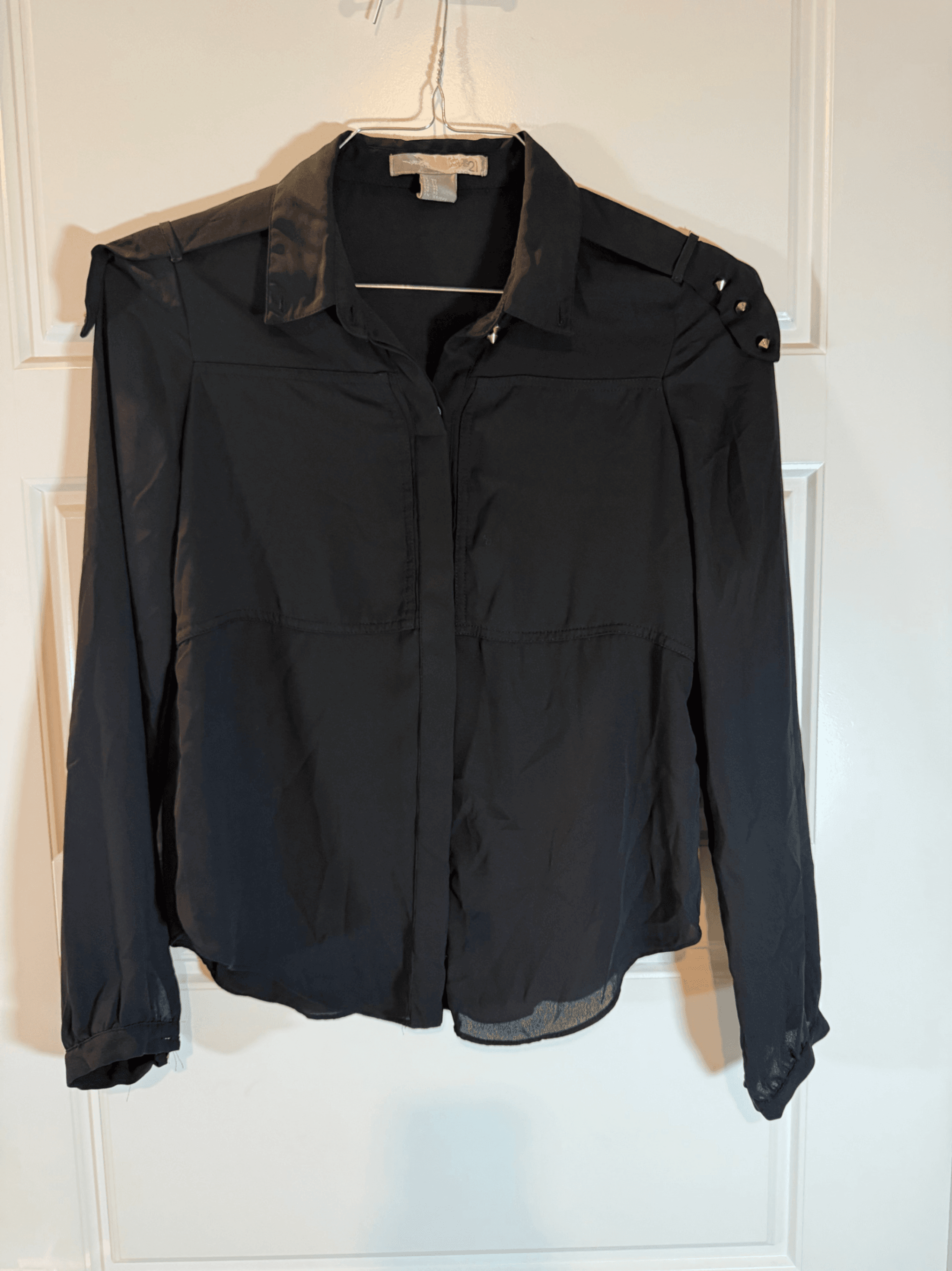 Love 21 Black Sheer Sleeve Blouse Size XS